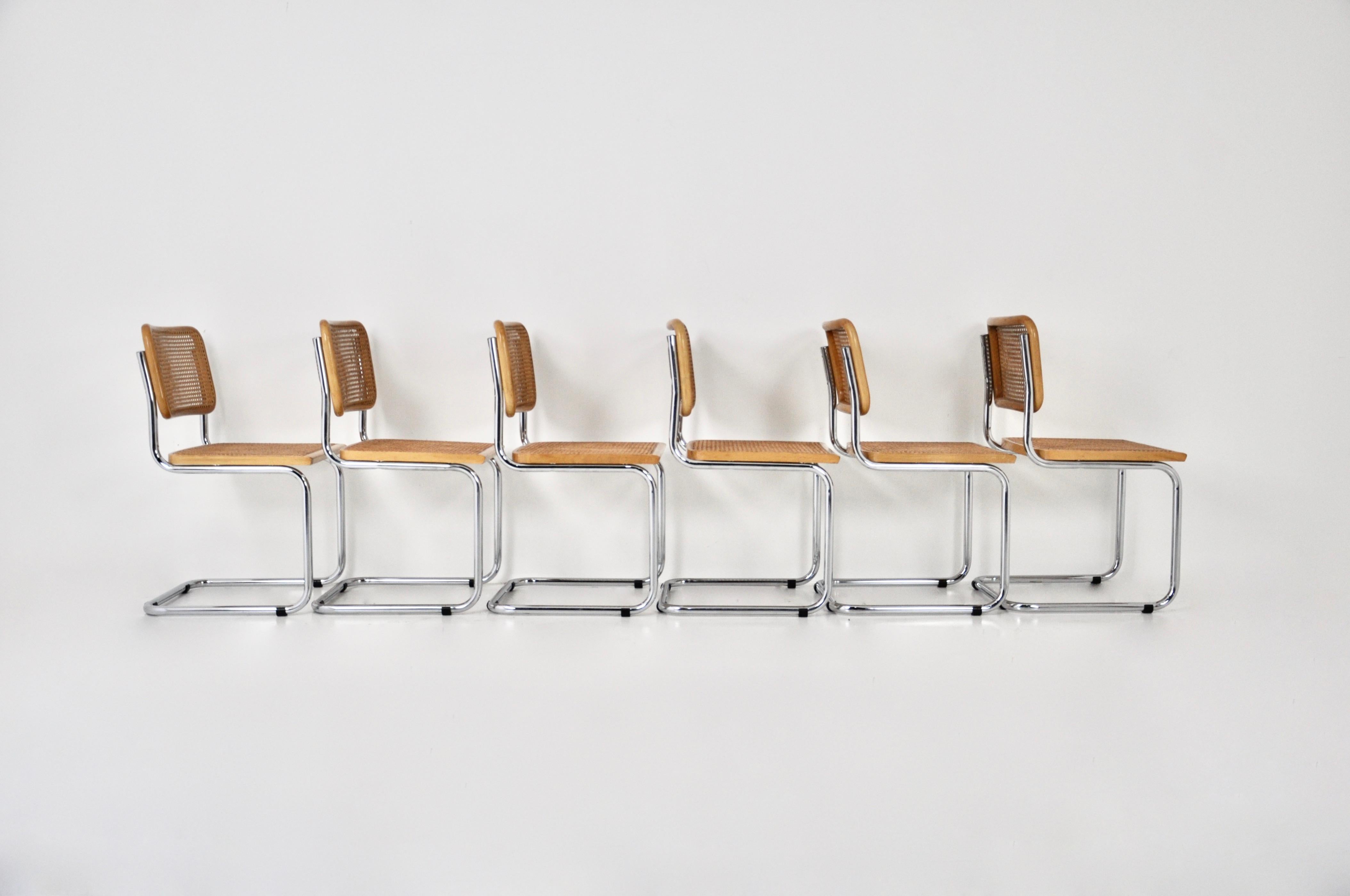 Late 20th Century Dining Chairs Style B32 by Marcel Breuer Set of 6