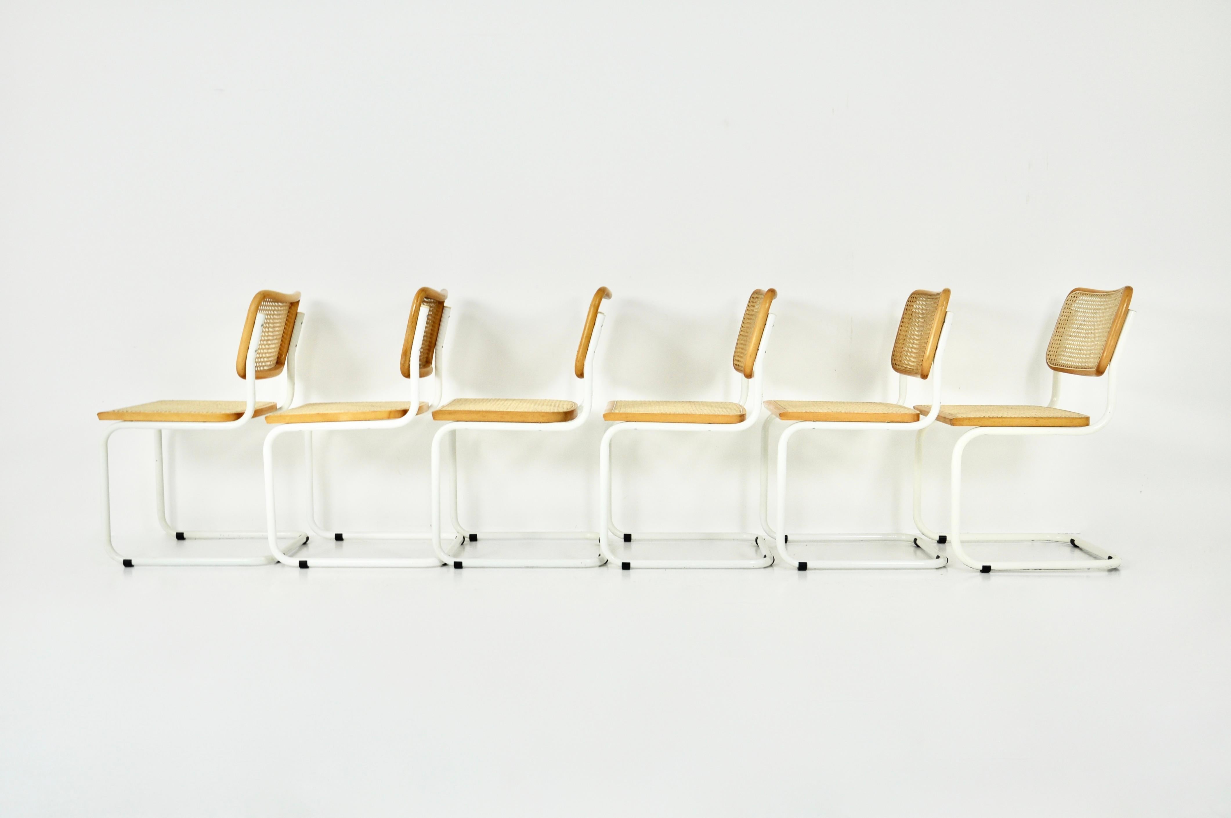 Fin du 20e siècle Chaises de salle à manger style B32 de Marcel Breuer, lot de 6 en vente