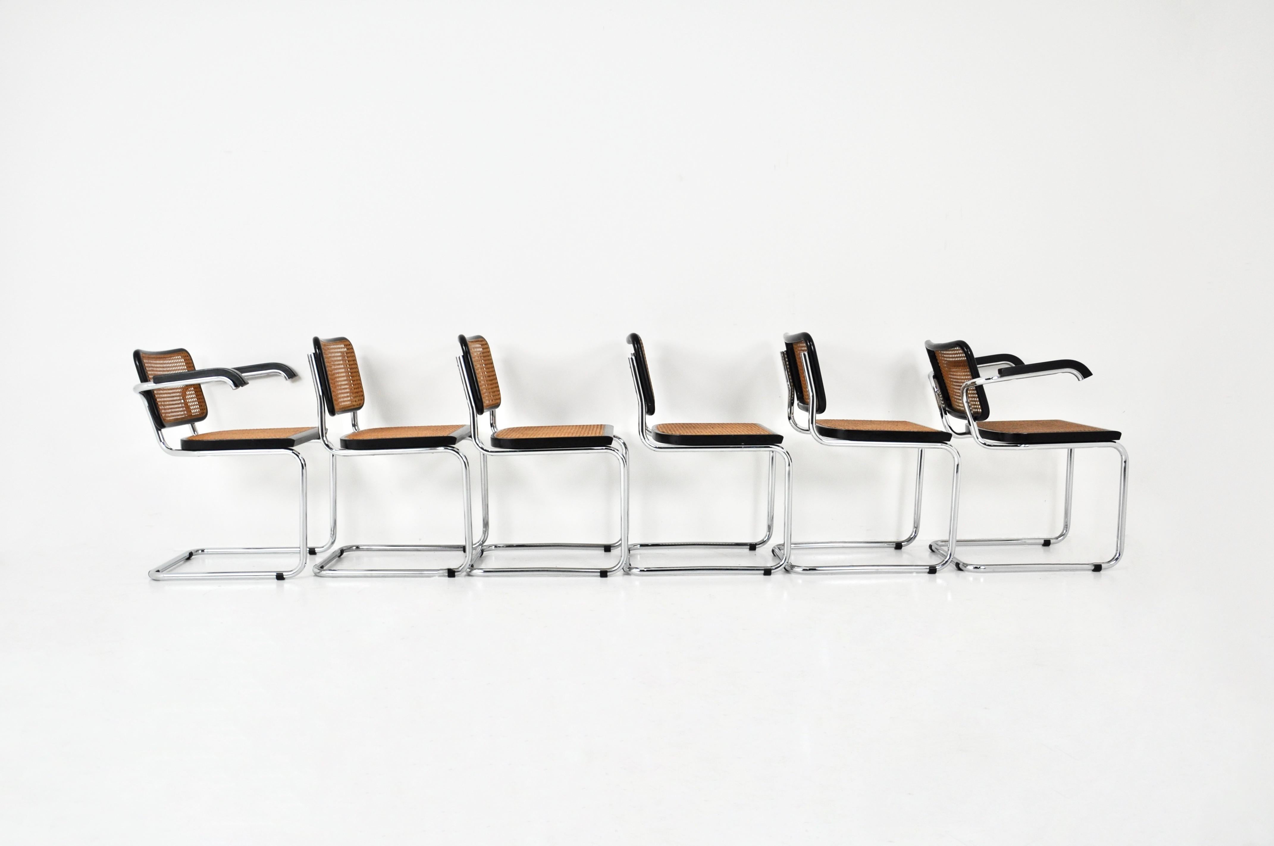 Fin du 20e siècle Chaises de salle à manger style B32 par Marcel Breuer, lot de 6 en vente