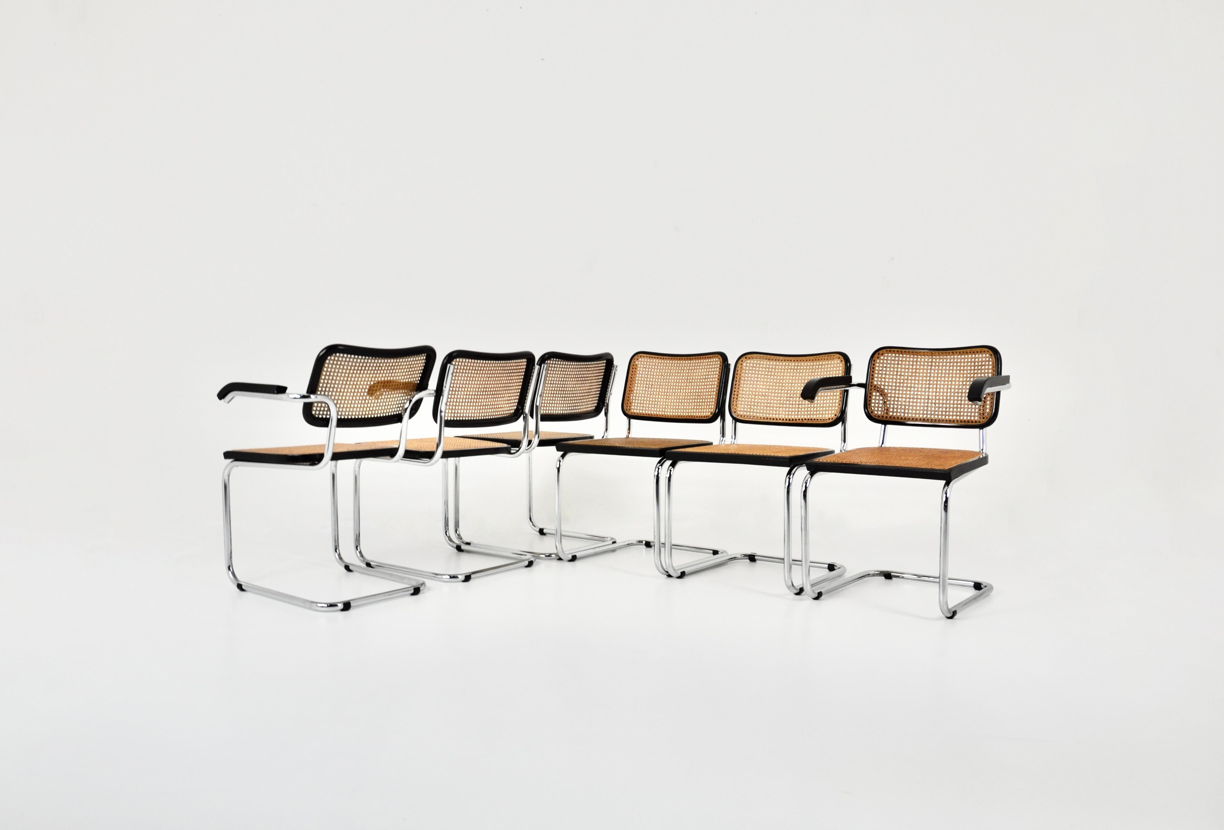 Fin du 20e siècle Chaises de salle à manger style B32 par Marcel Breuer, lot de 6