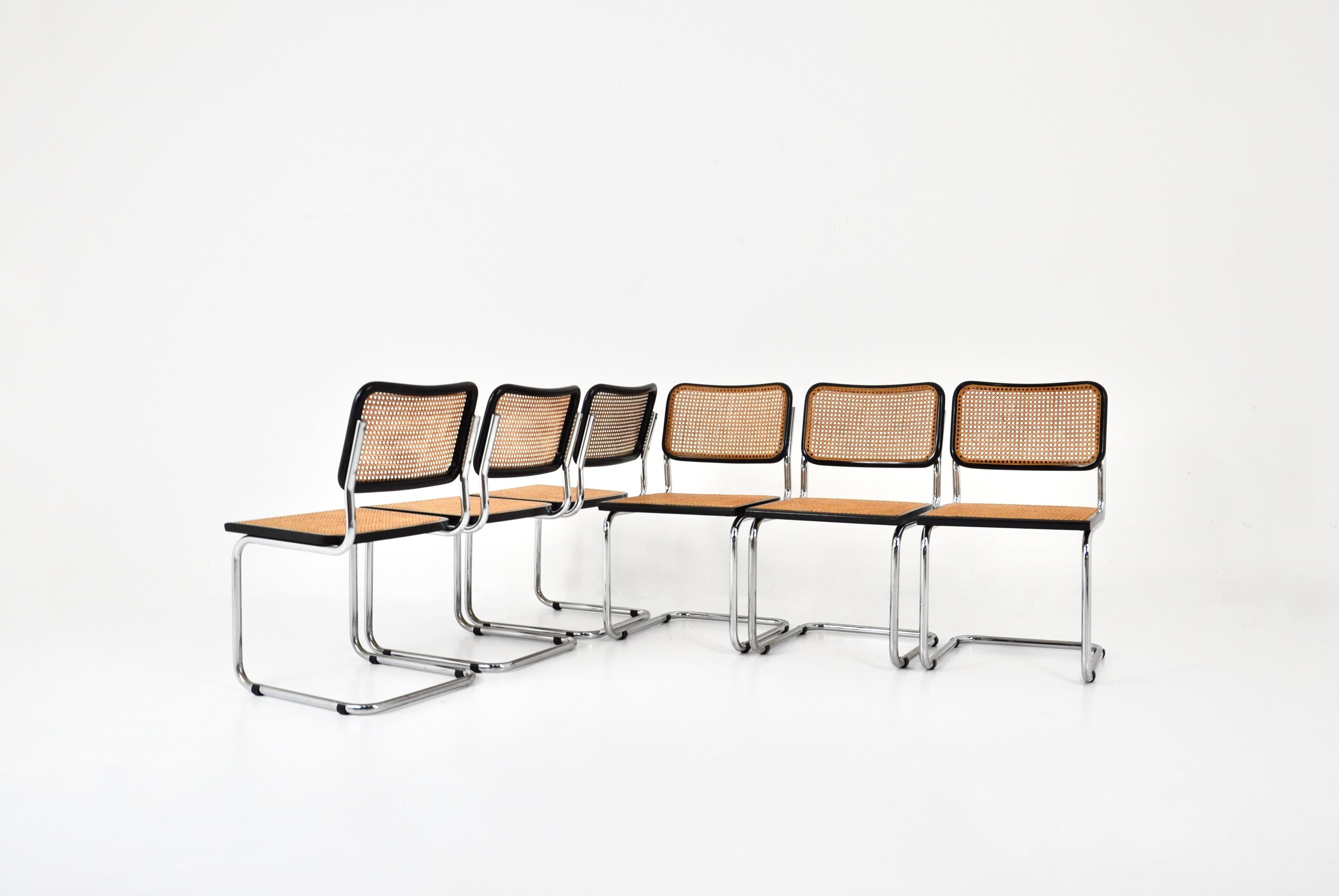 Late 20th Century Dining Chairs Style B32 by Marcel Breuer, set of 6 For Sale