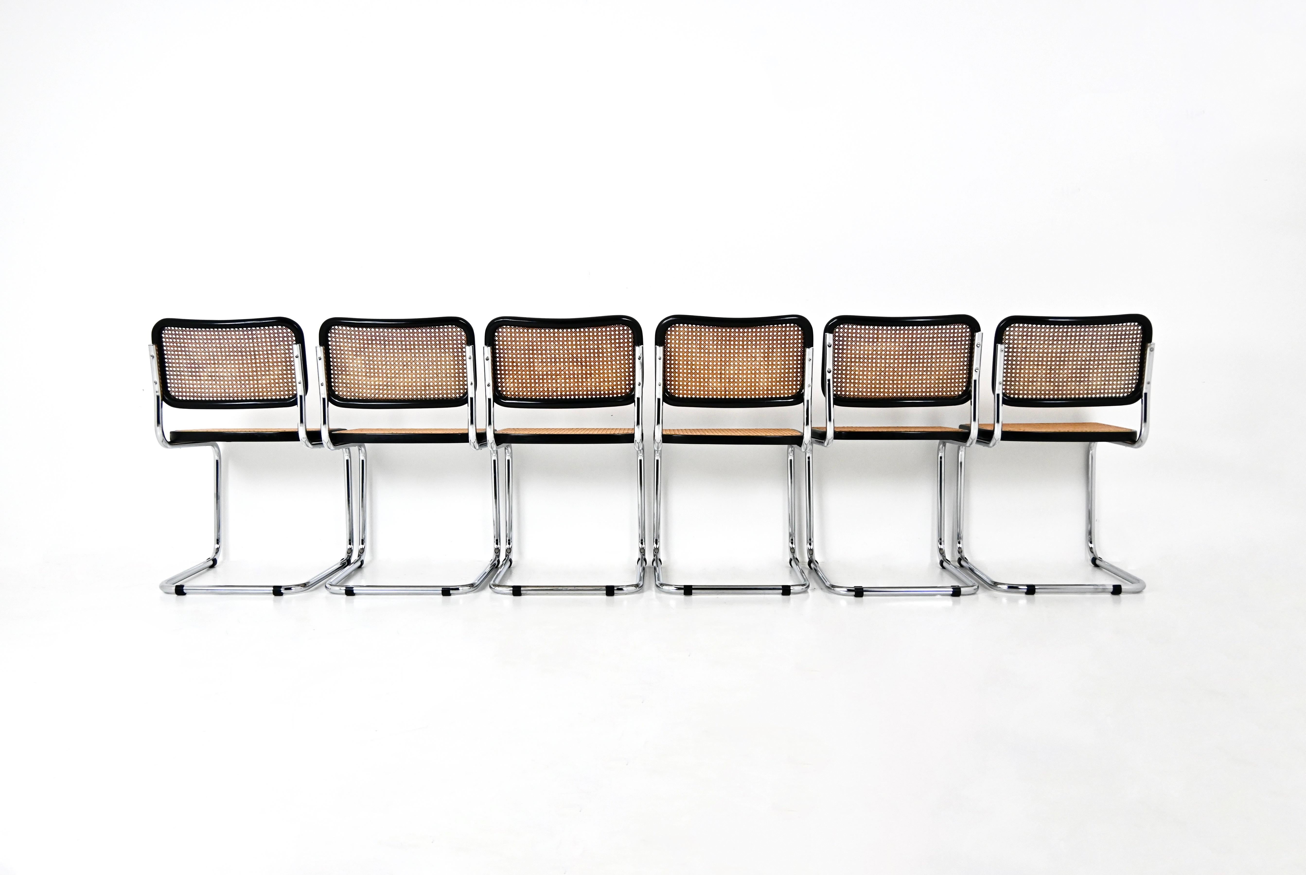 Fine XX secolo Sedie da pranzo stile B32 di Marcel Breuer, set di 6 pezzi