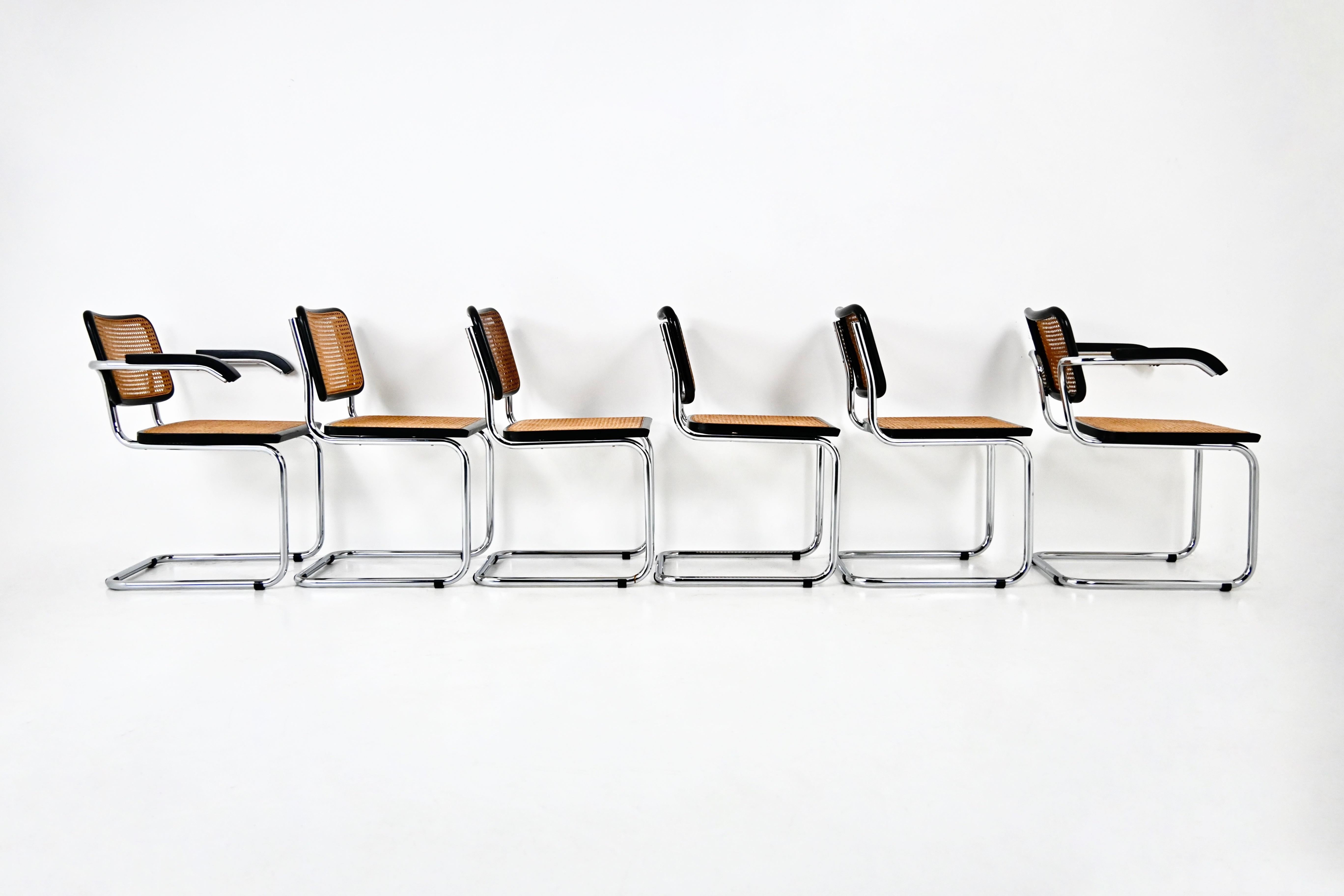 Late 20th Century Dining Chairs Style B32 by Marcel Breuer, Set of 6