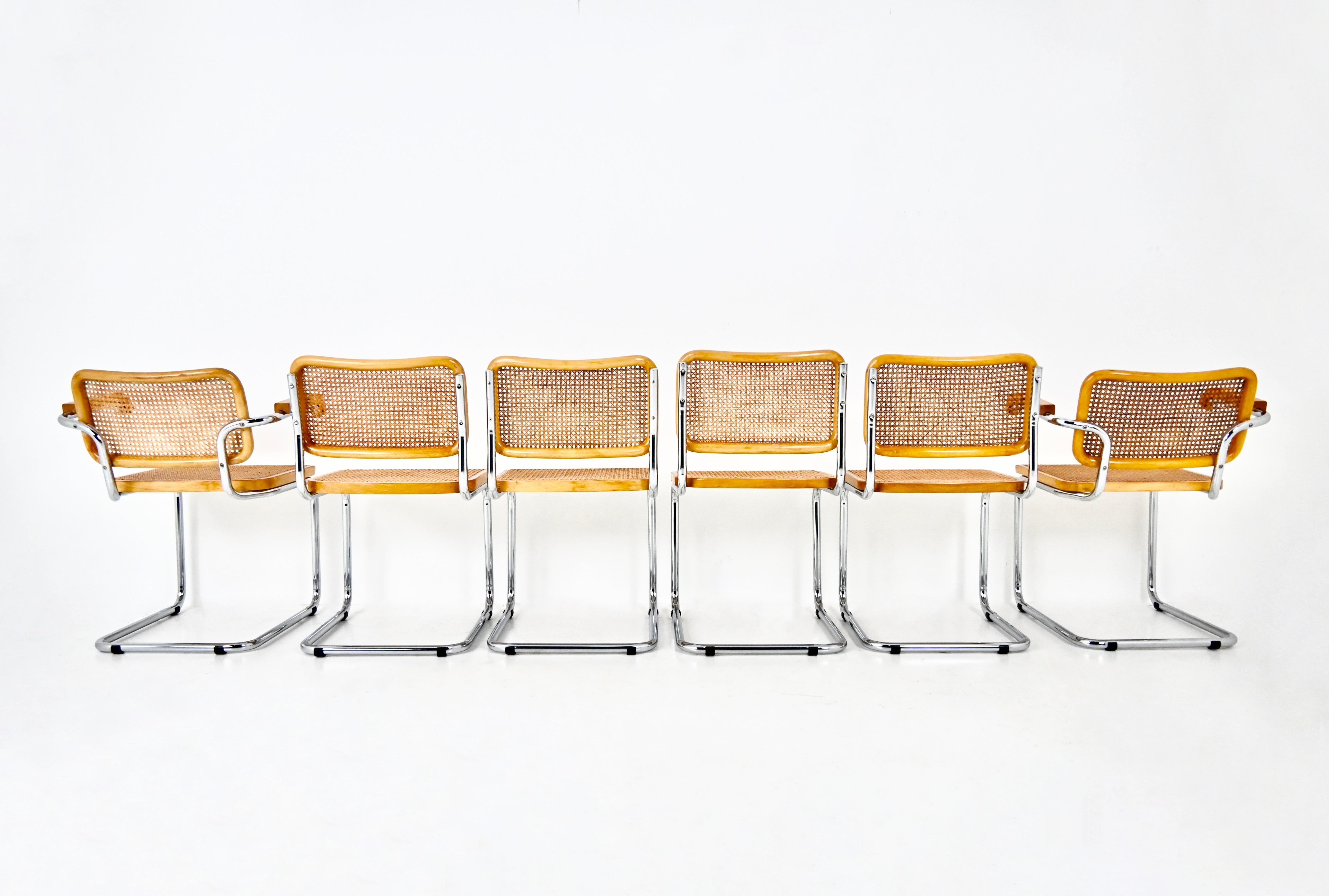 Late 20th Century Dining Chairs Style B32 by Marcel Breuer, Set of 6