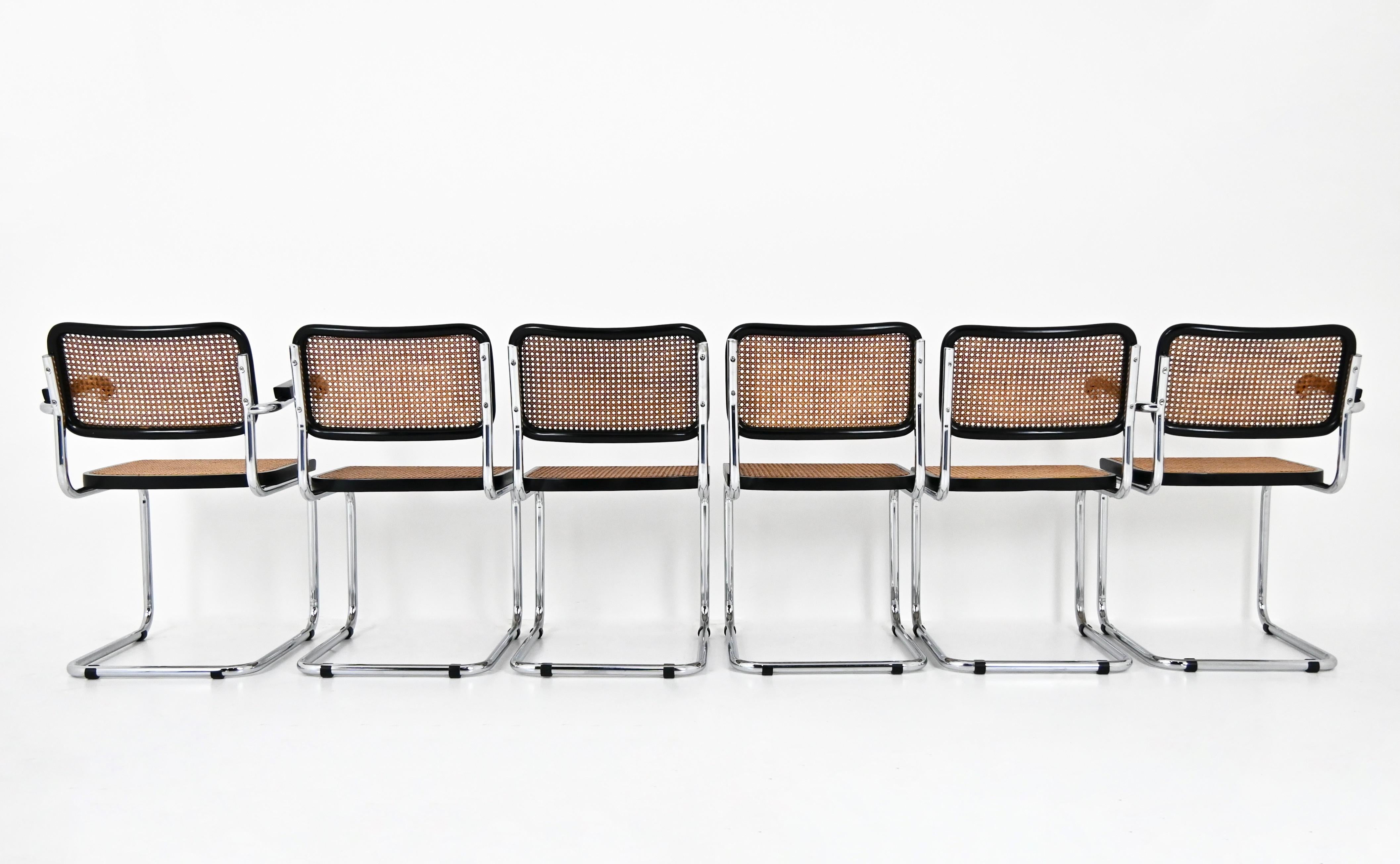 Late 20th Century Dining Chairs Style B32 by Marcel Breuer Set of 6 For Sale