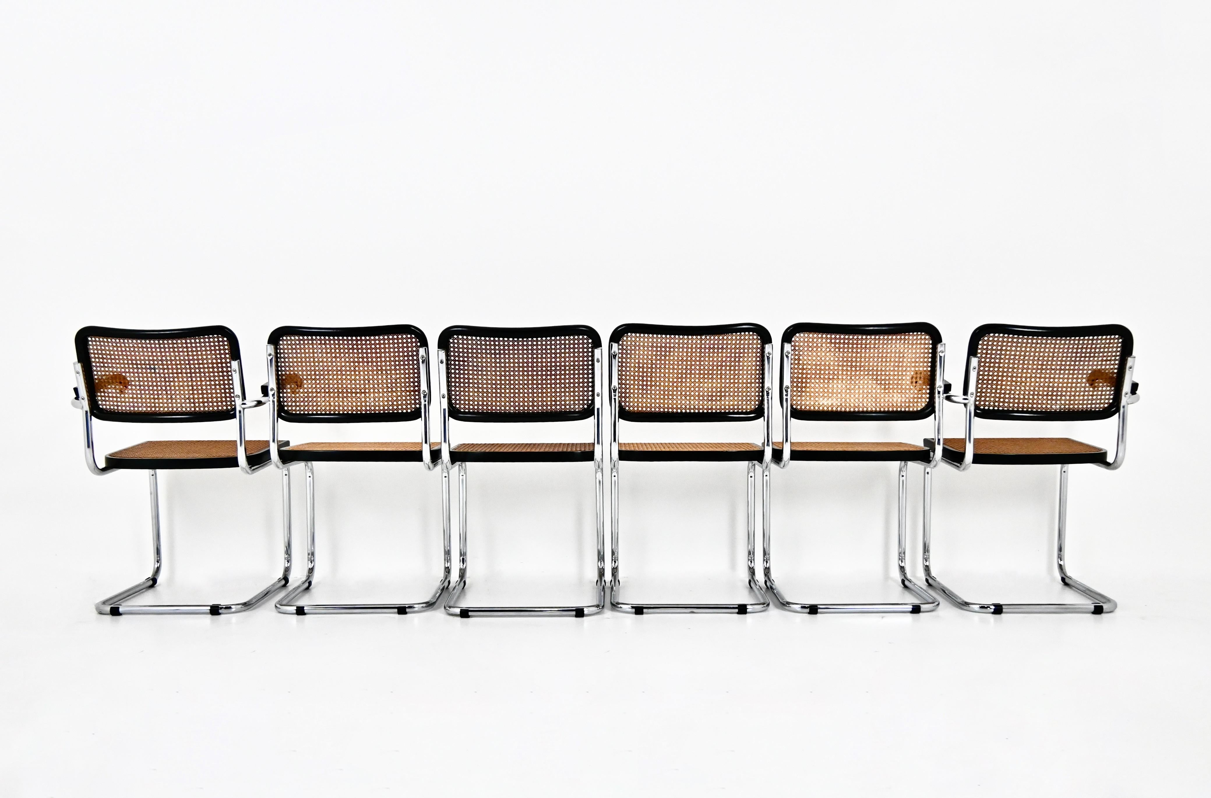 Fine XX secolo Sedie da pranzo stile B32 di Marcel Breuer, set di 6 pezzi in vendita