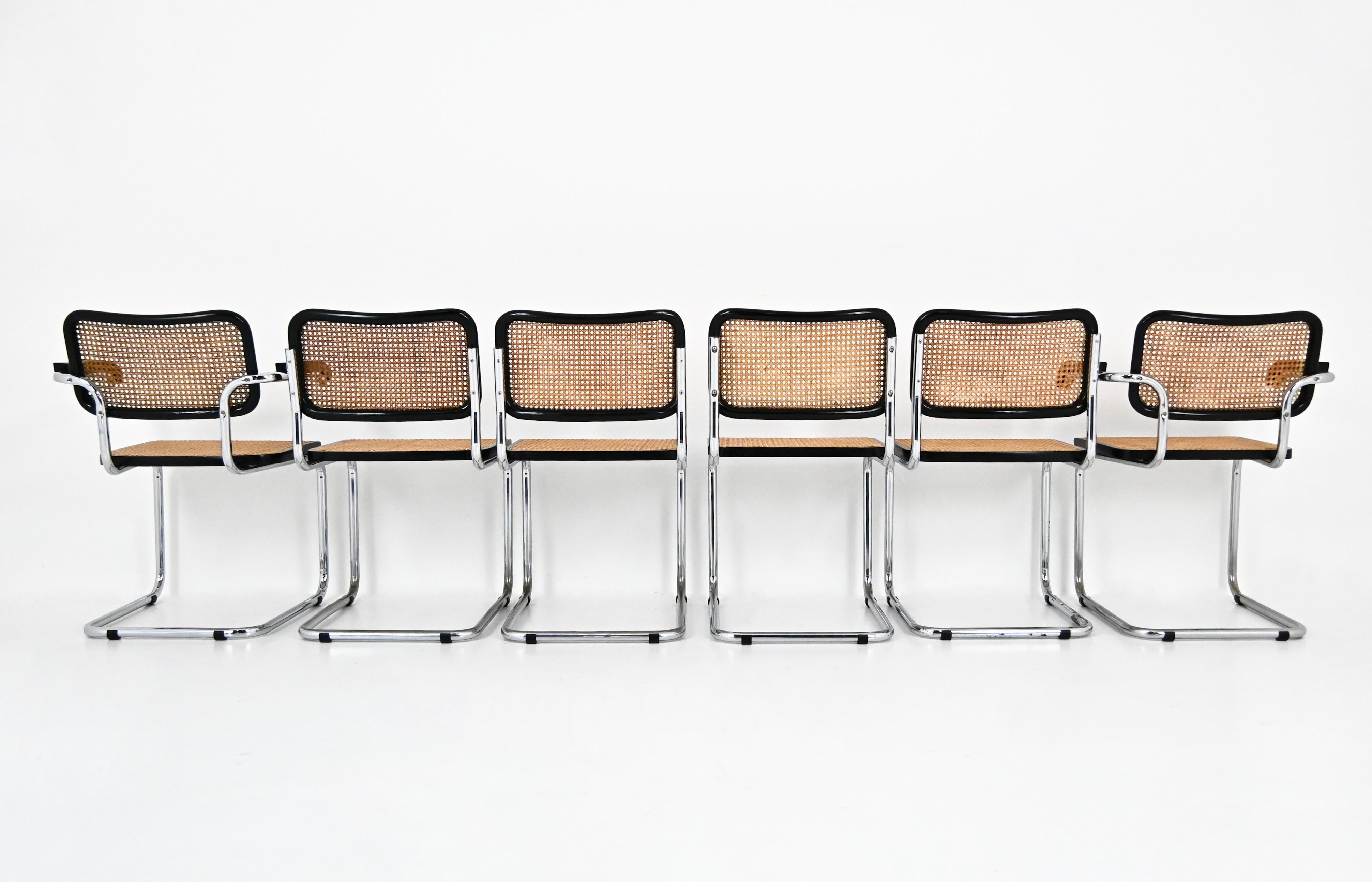 Late 20th Century Dining Chairs Style B32 by Marcel Breuer Set of 6 For Sale