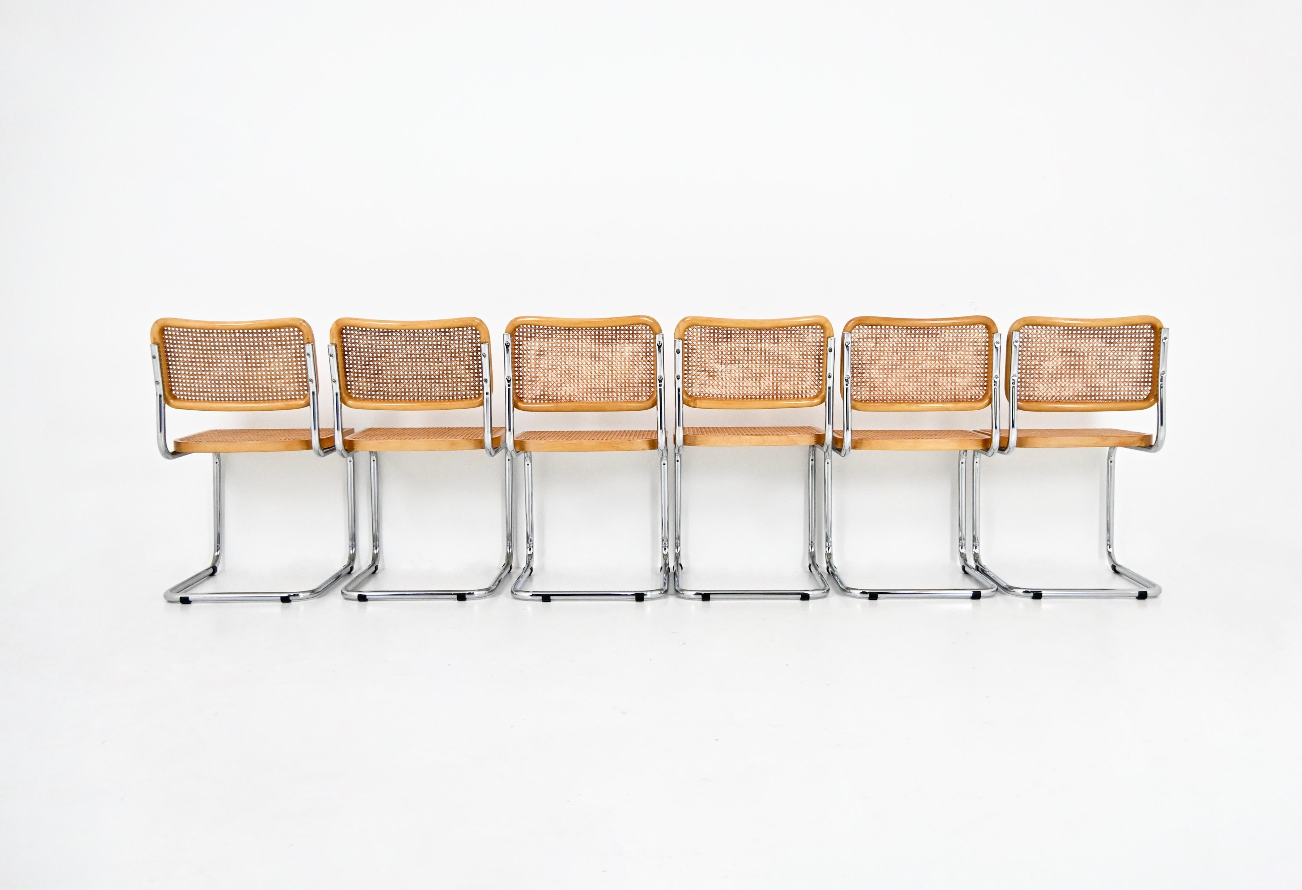 Late 20th Century Dining Chairs Style B32 by Marcel Breuer, Set of 6 For Sale