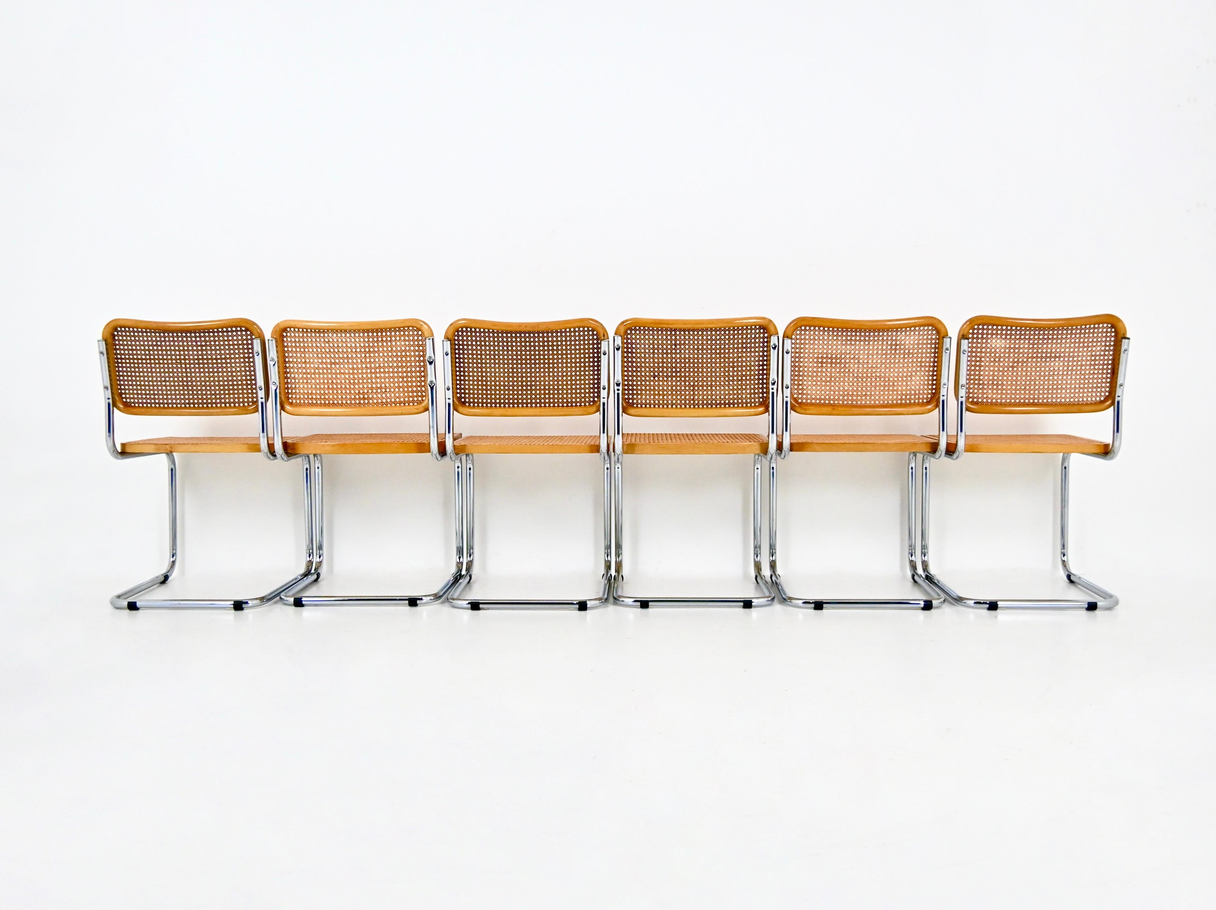 Fin du 20e siècle Chaises de salle à manger style B32 par Marcel Breuer, lot de 6 en vente