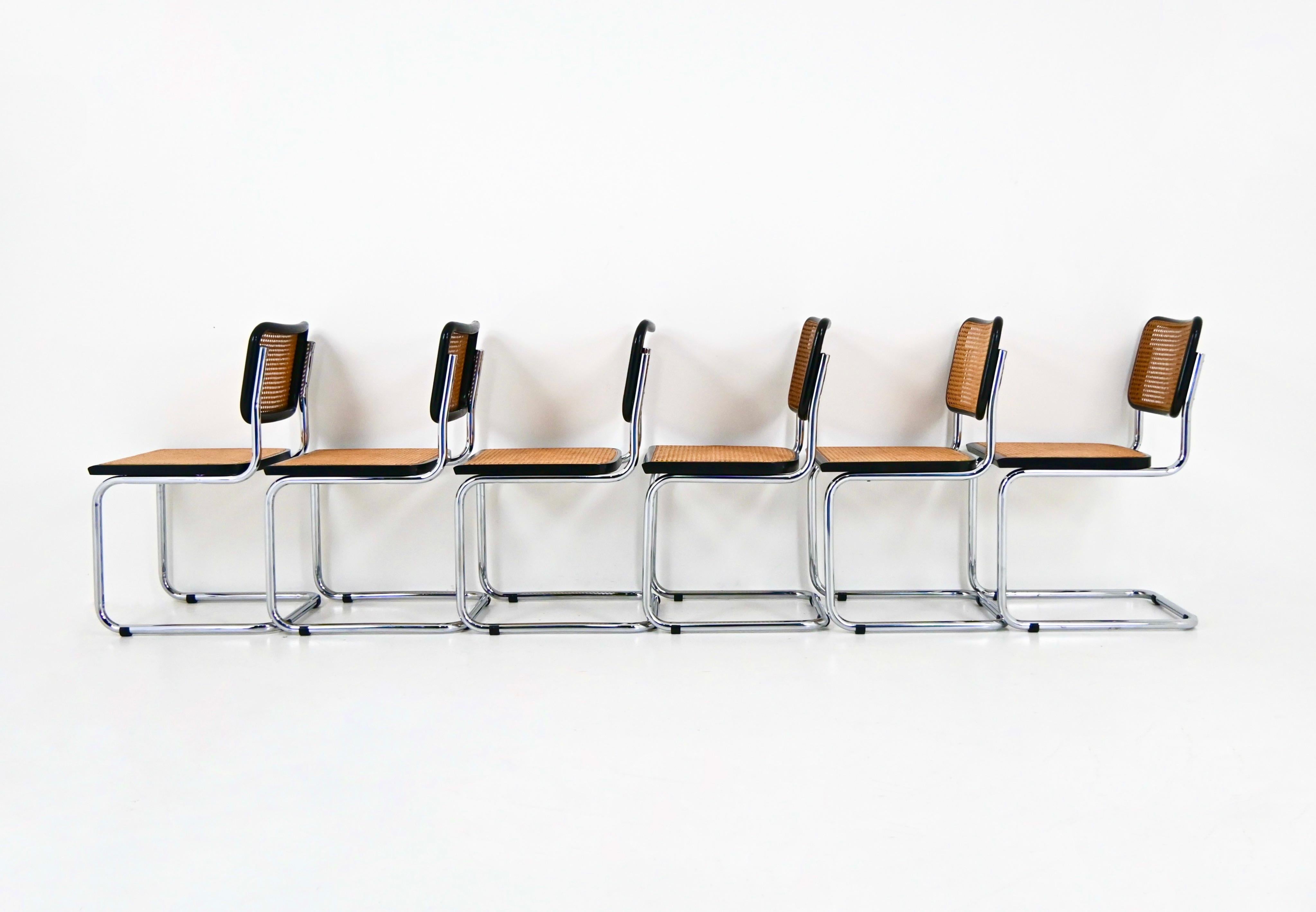 Late 20th Century Dining Chairs Style B32 by Marcel Breuer, Set of 6 For Sale