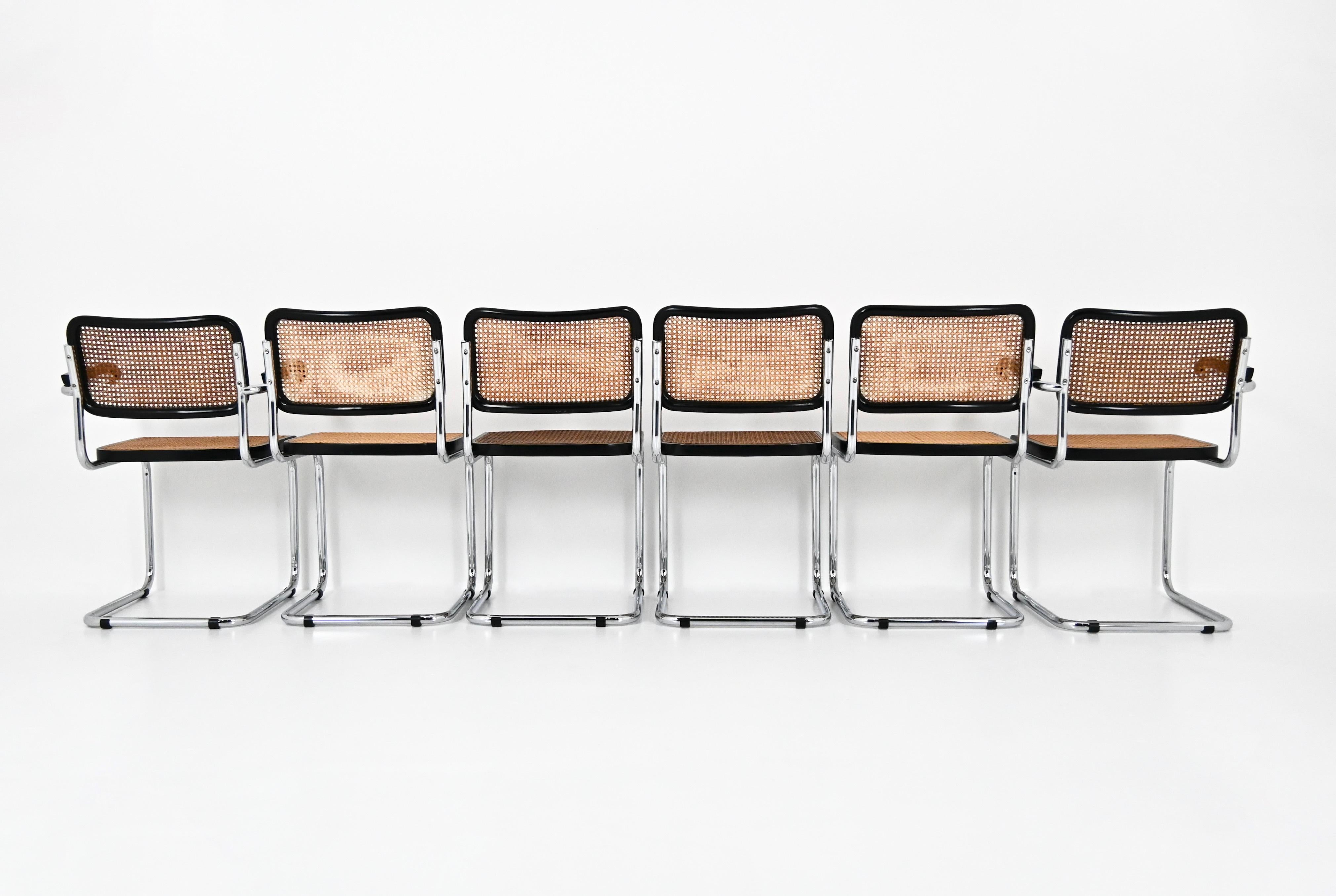 Fine XX secolo Sedie da pranzo stile B32 di Marcel Breuer, set di 6 pezzi in vendita