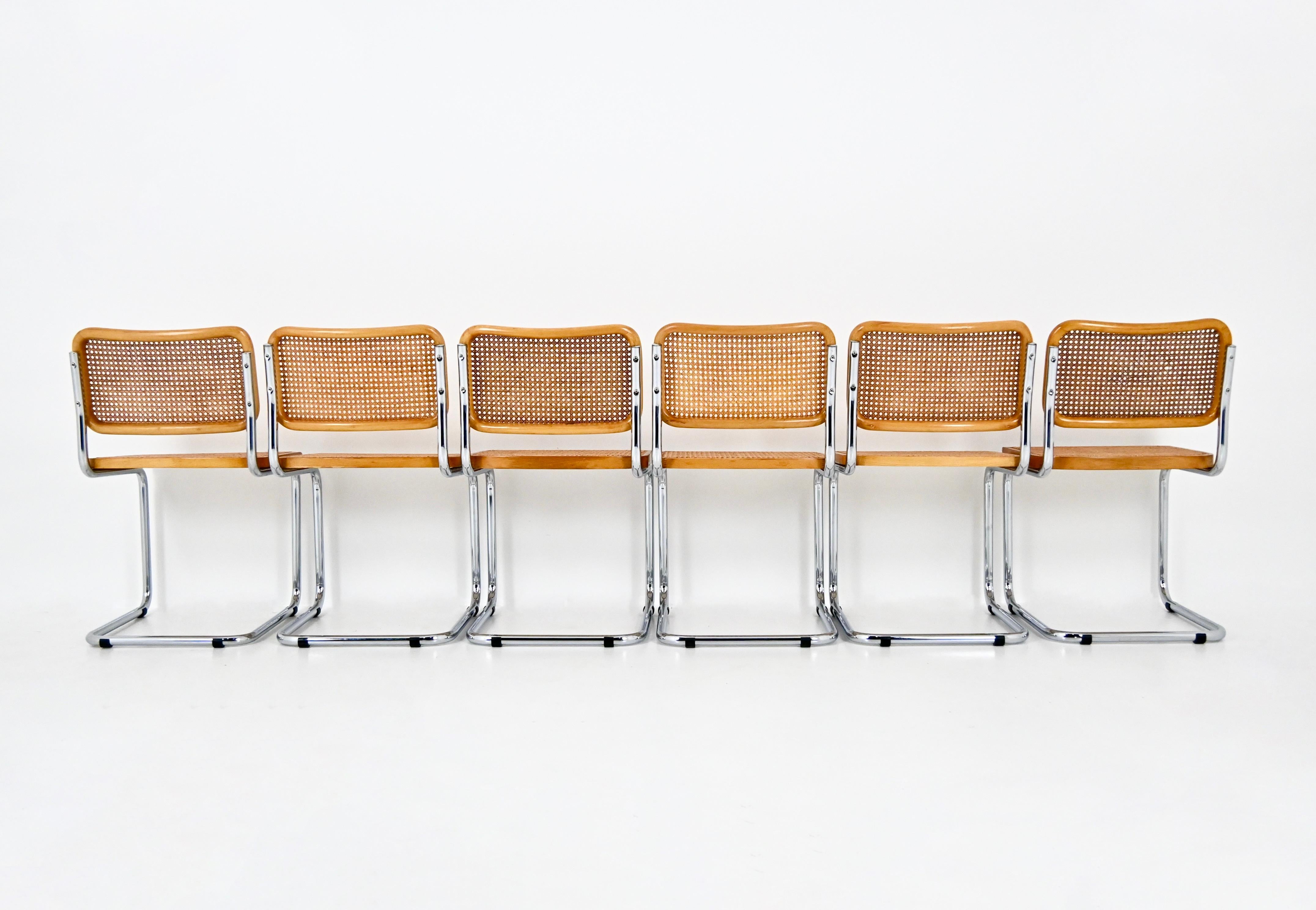 Fine XX secolo Sedie da pranzo stile B32 di Marcel Breuer, set di 6 pezzi in vendita