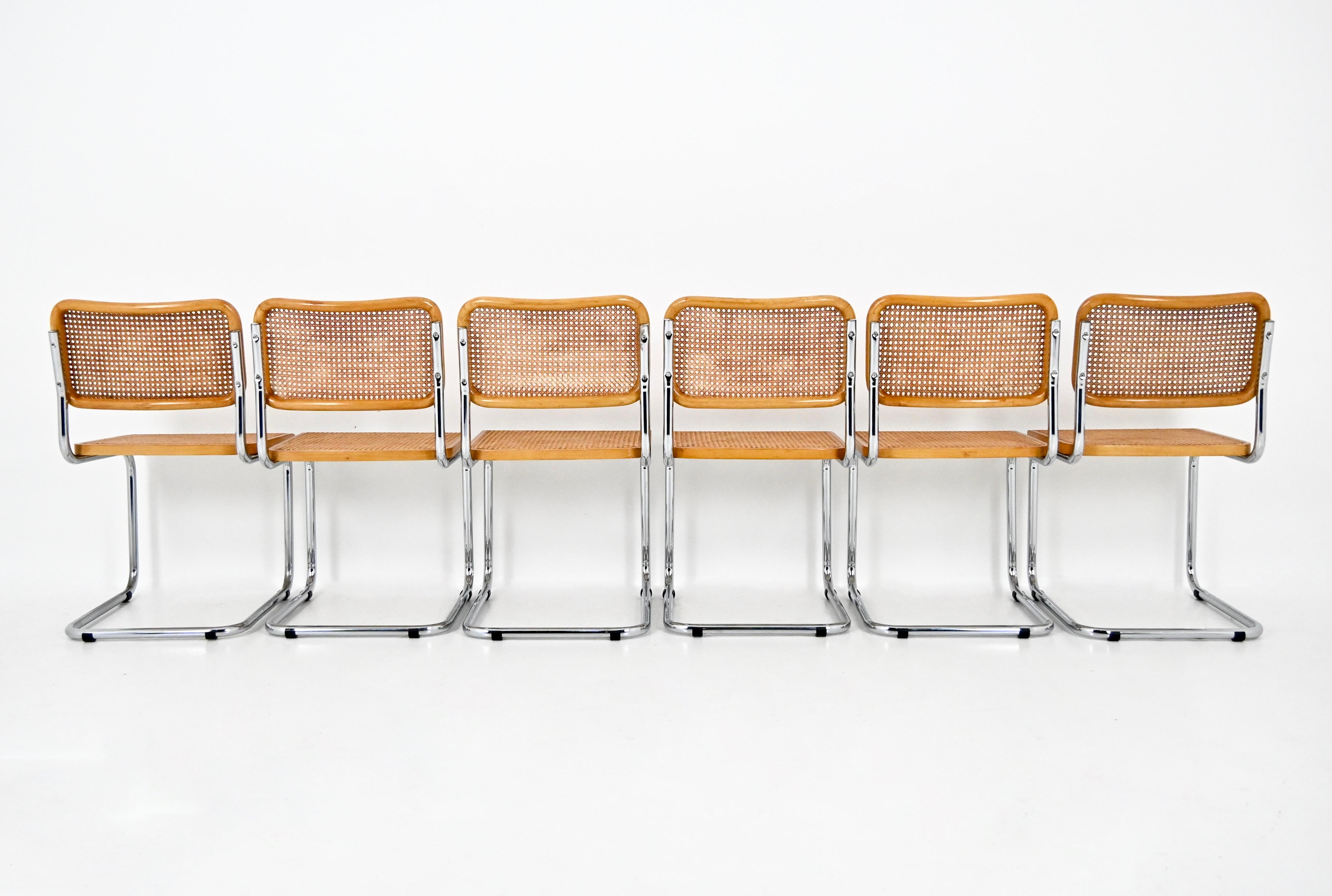 Fine XX secolo Sedie da pranzo stile B32 di Marcel Breuer, set di 6 pezzi in vendita