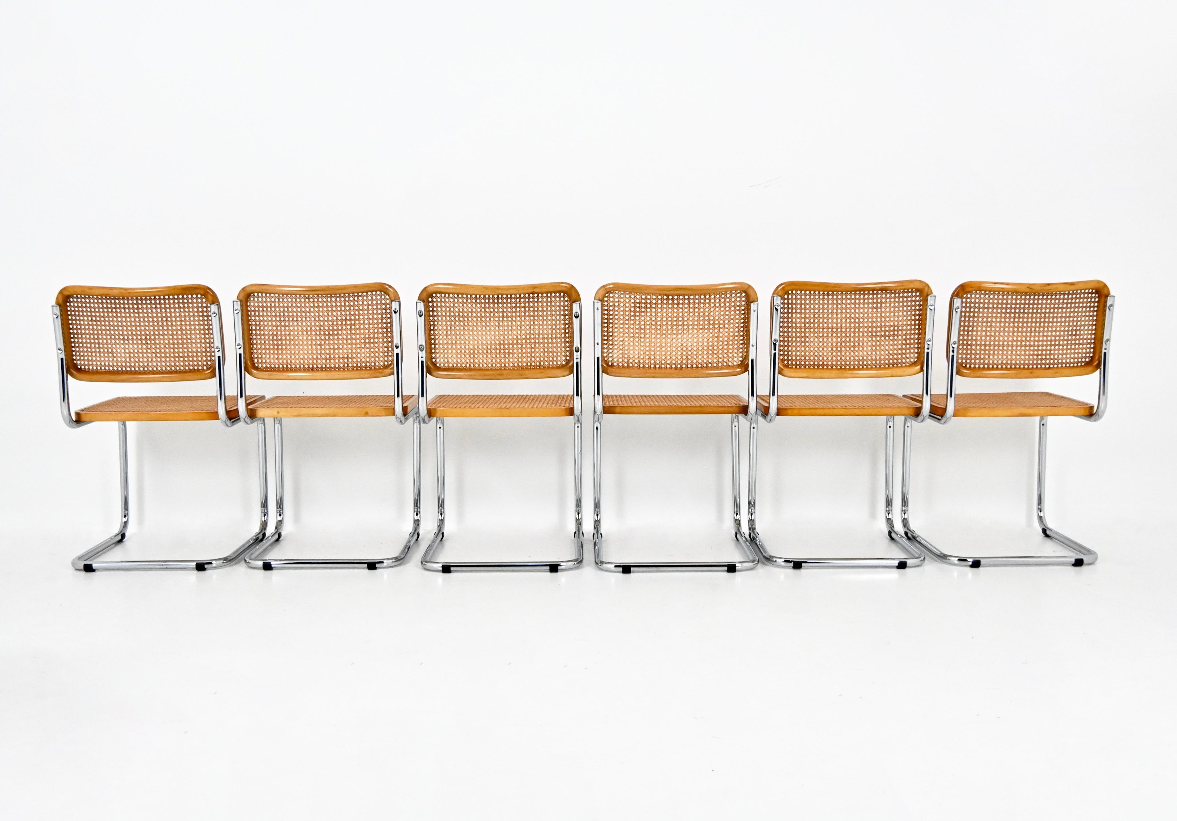 Fine XX secolo Sedie da pranzo stile B32 di Marcel Breuer, set di 6 pezzi in vendita
