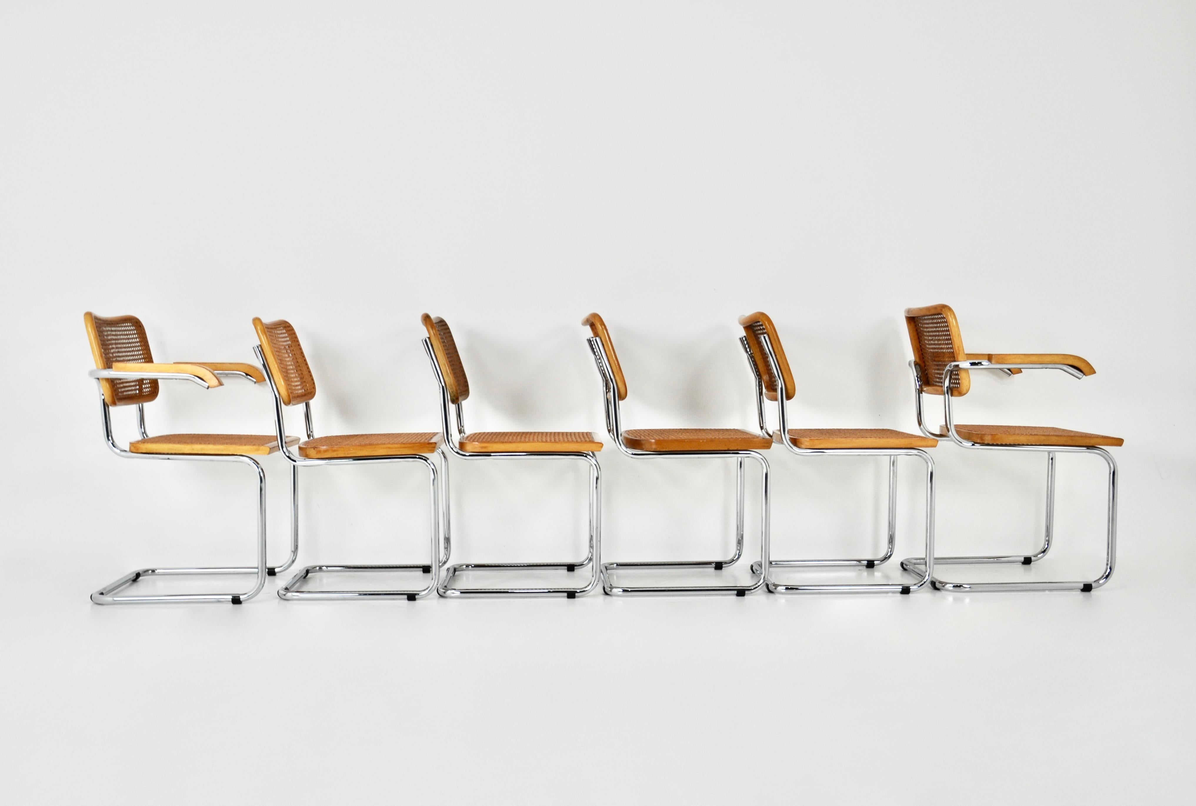 Metal Dining Chairs Style B32 by Marcel Breuer Set of 6
