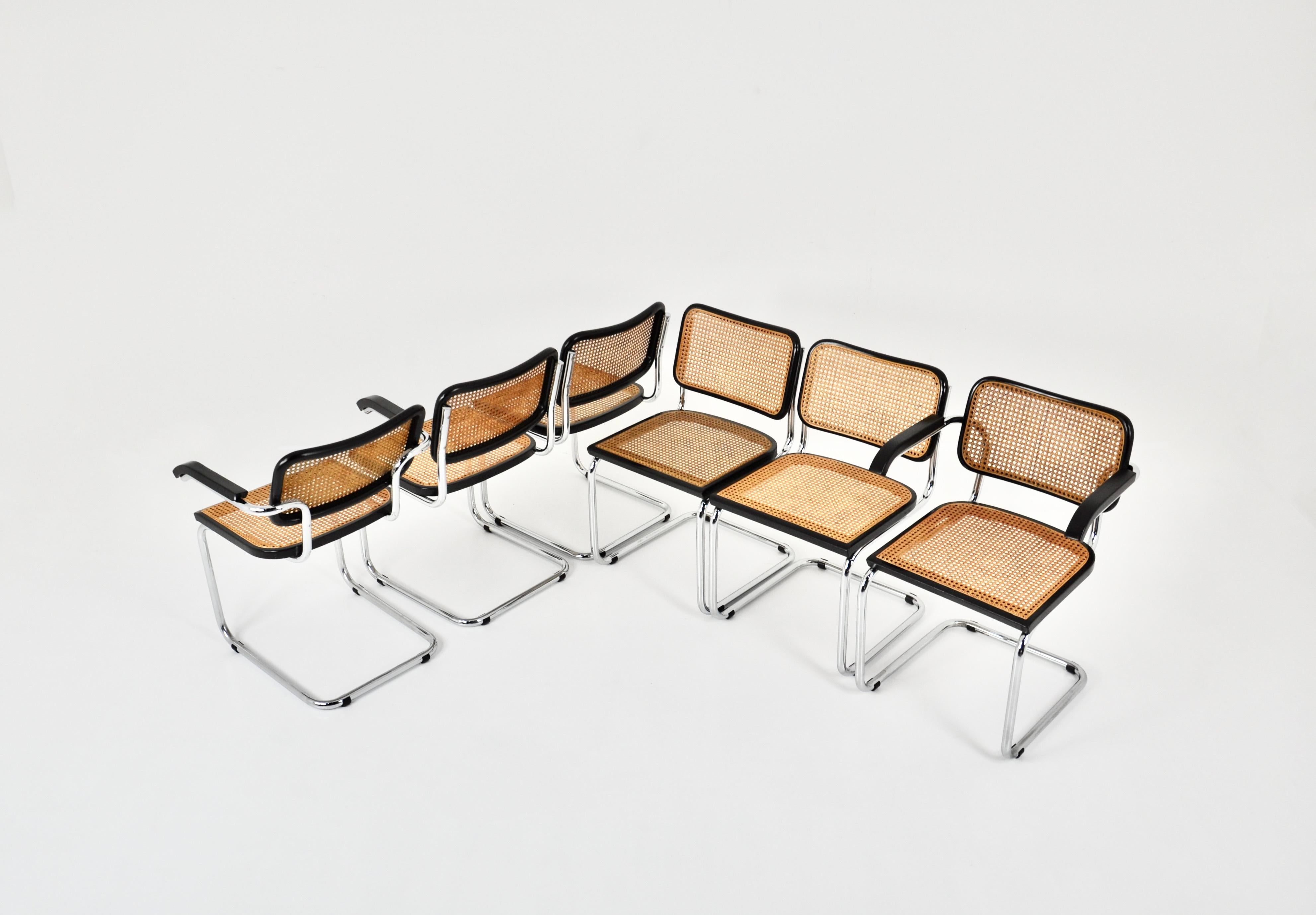 Métal Chaises de salle à manger style B32 par Marcel Breuer, lot de 6
