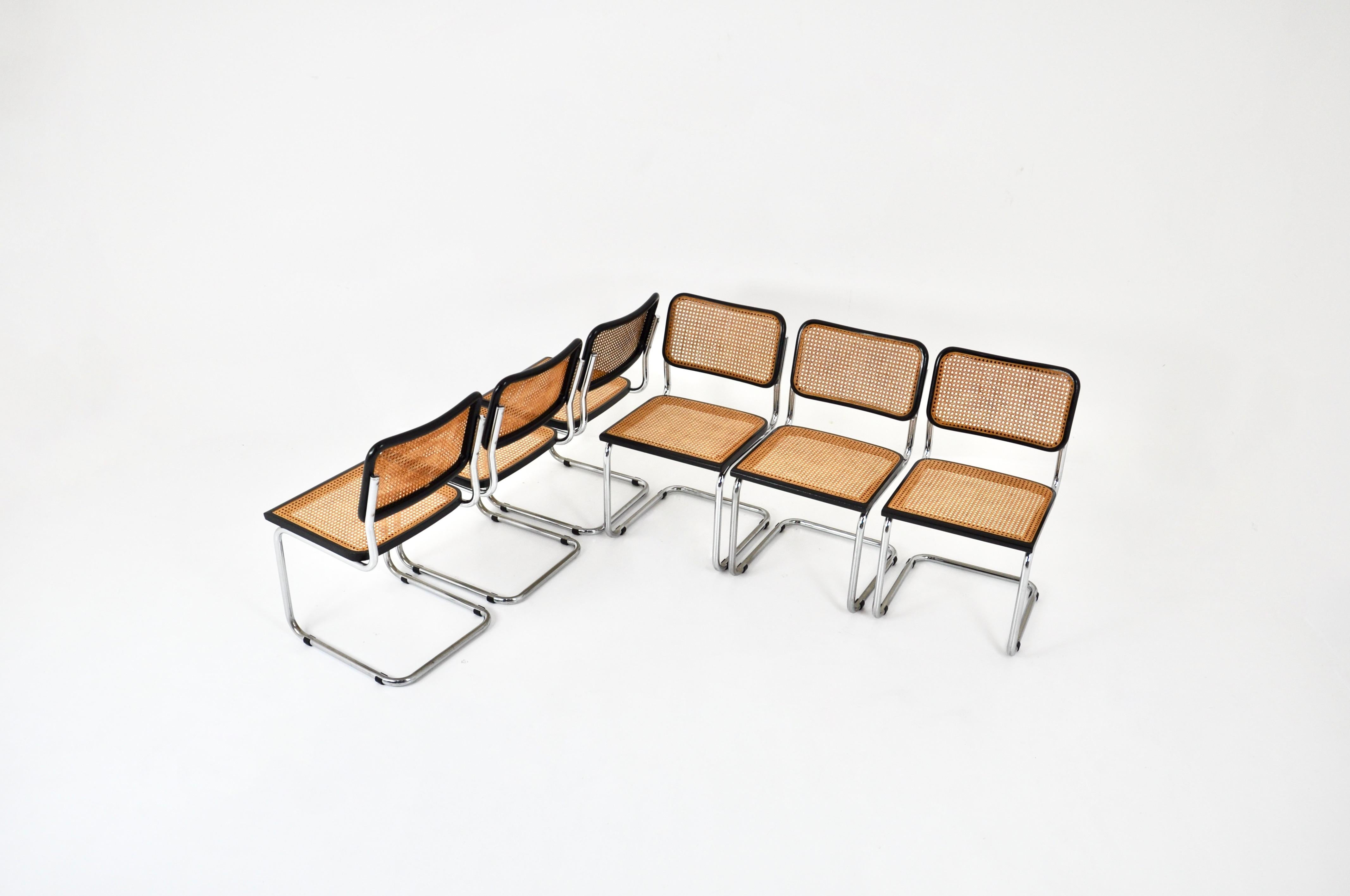Metal Dining Chairs Style B32 by Marcel Breuer, set of 6 For Sale