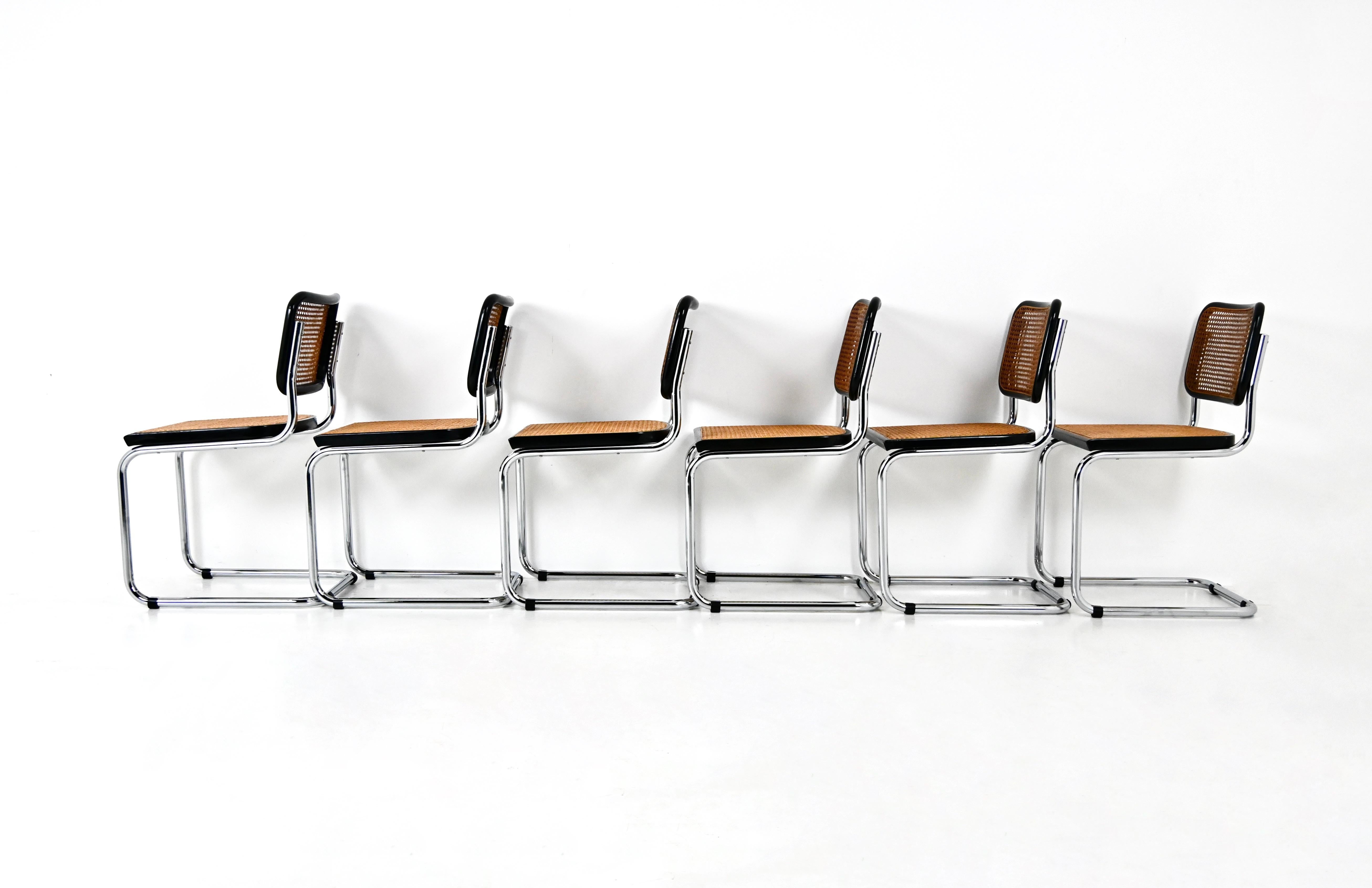 Metallo Sedie da pranzo stile B32 di Marcel Breuer, set di 6 pezzi