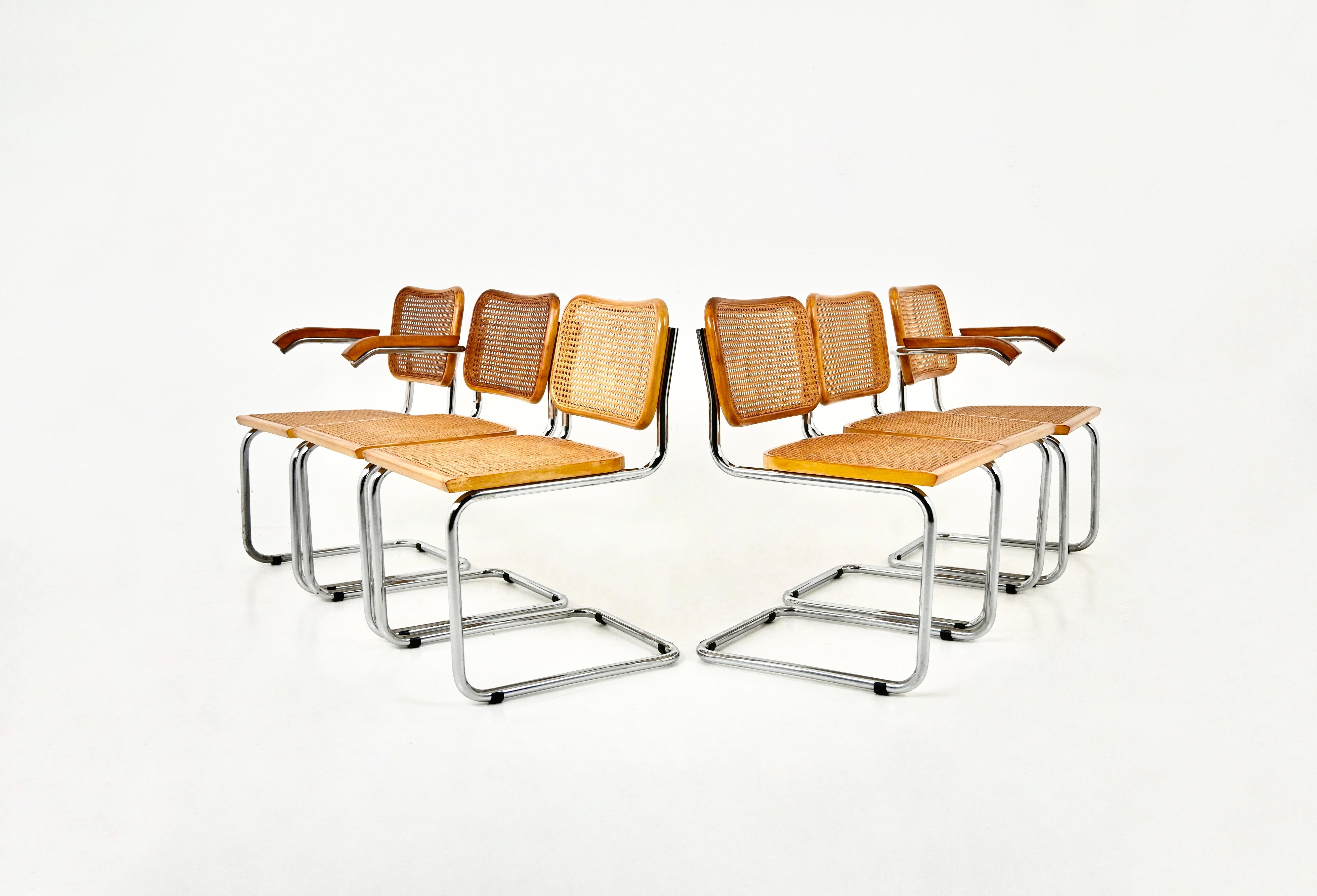 Metal Dining Chairs Style B32 by Marcel Breuer, Set of 6
