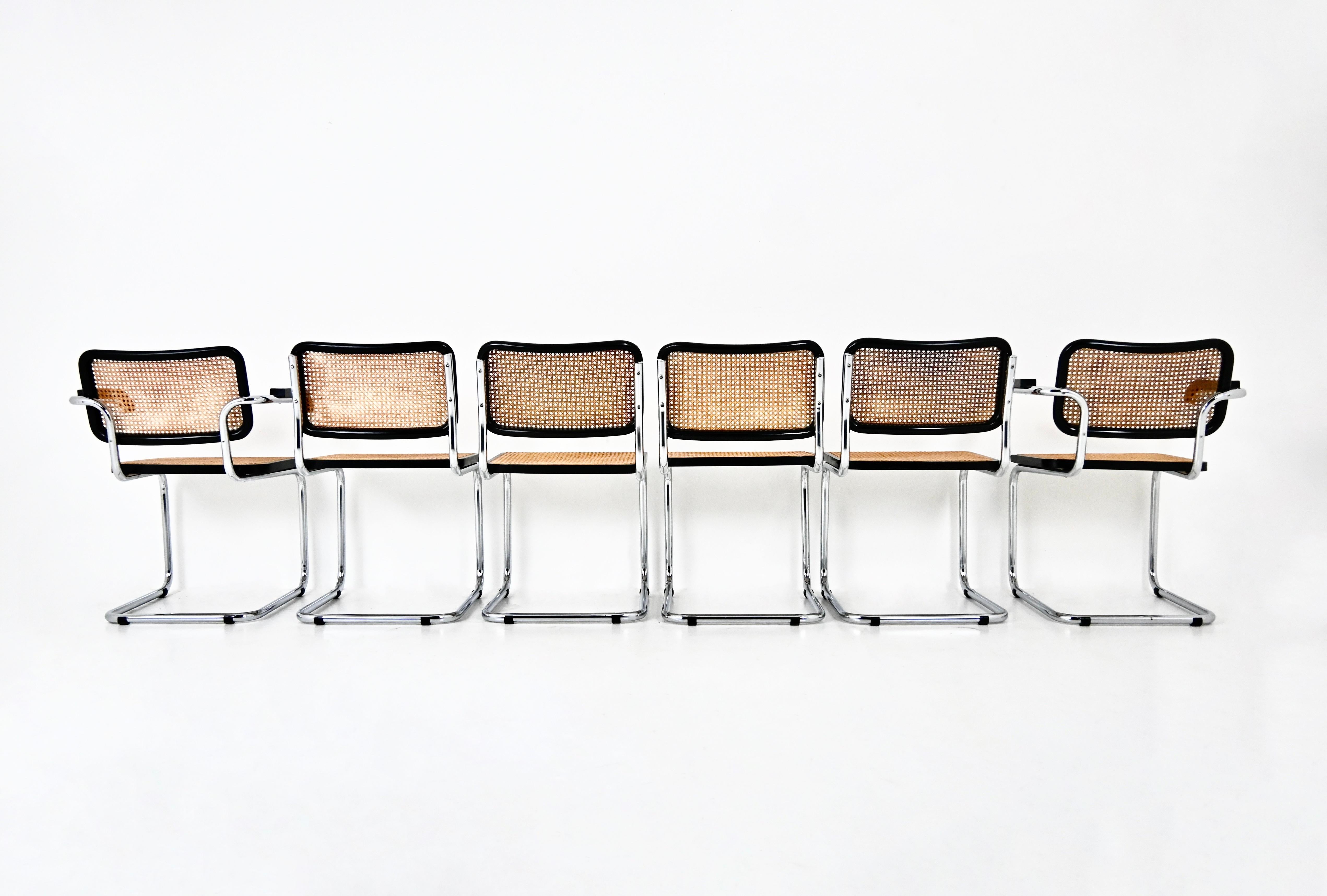 Metal Dining Chairs Style B32 by Marcel Breuer, Set of 6