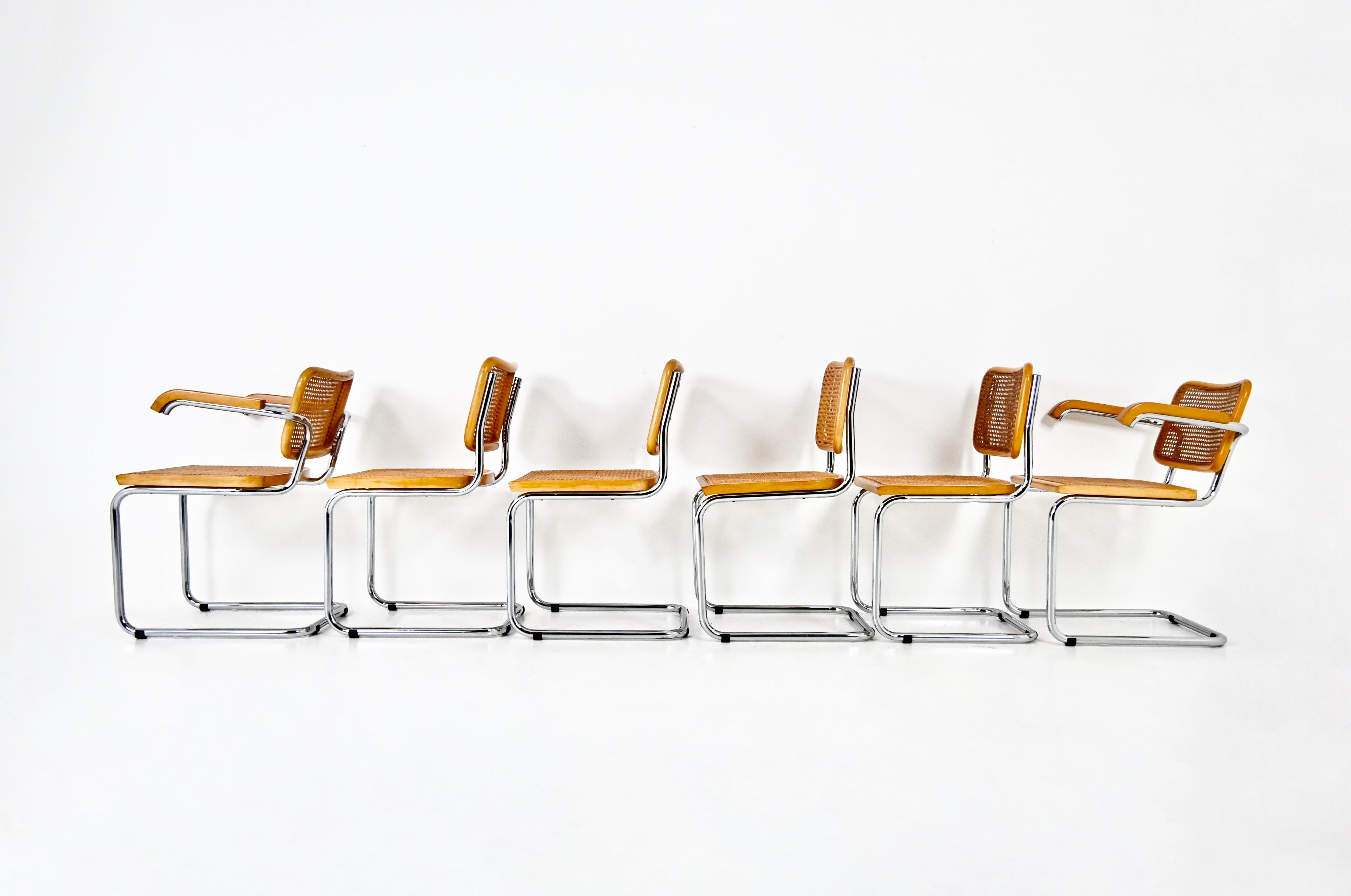 Metal Dining Chairs Style B32 by Marcel Breuer, Set of 6