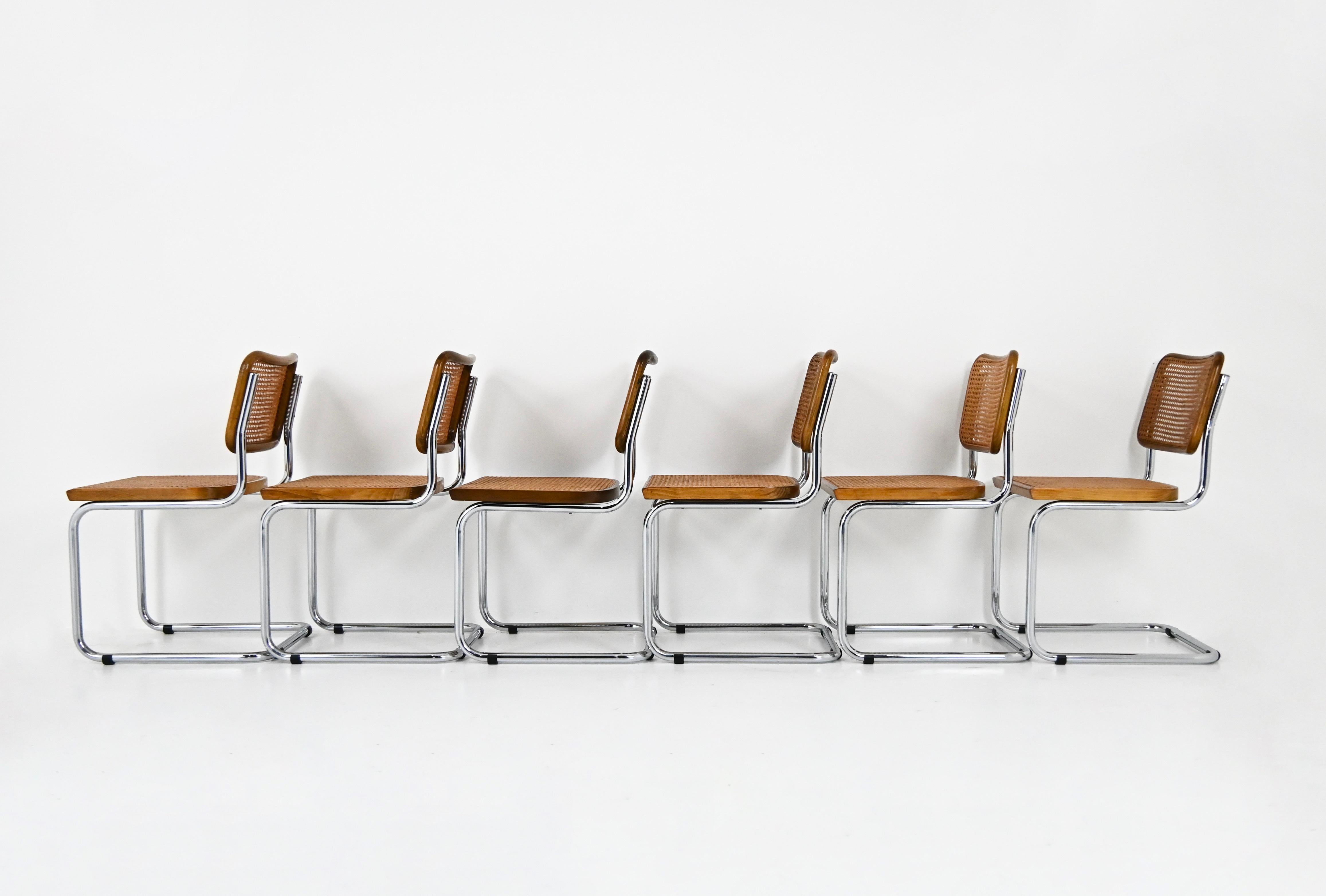 Metal Dining Chairs Style B32 by Marcel Breuer, Set of 6 For Sale