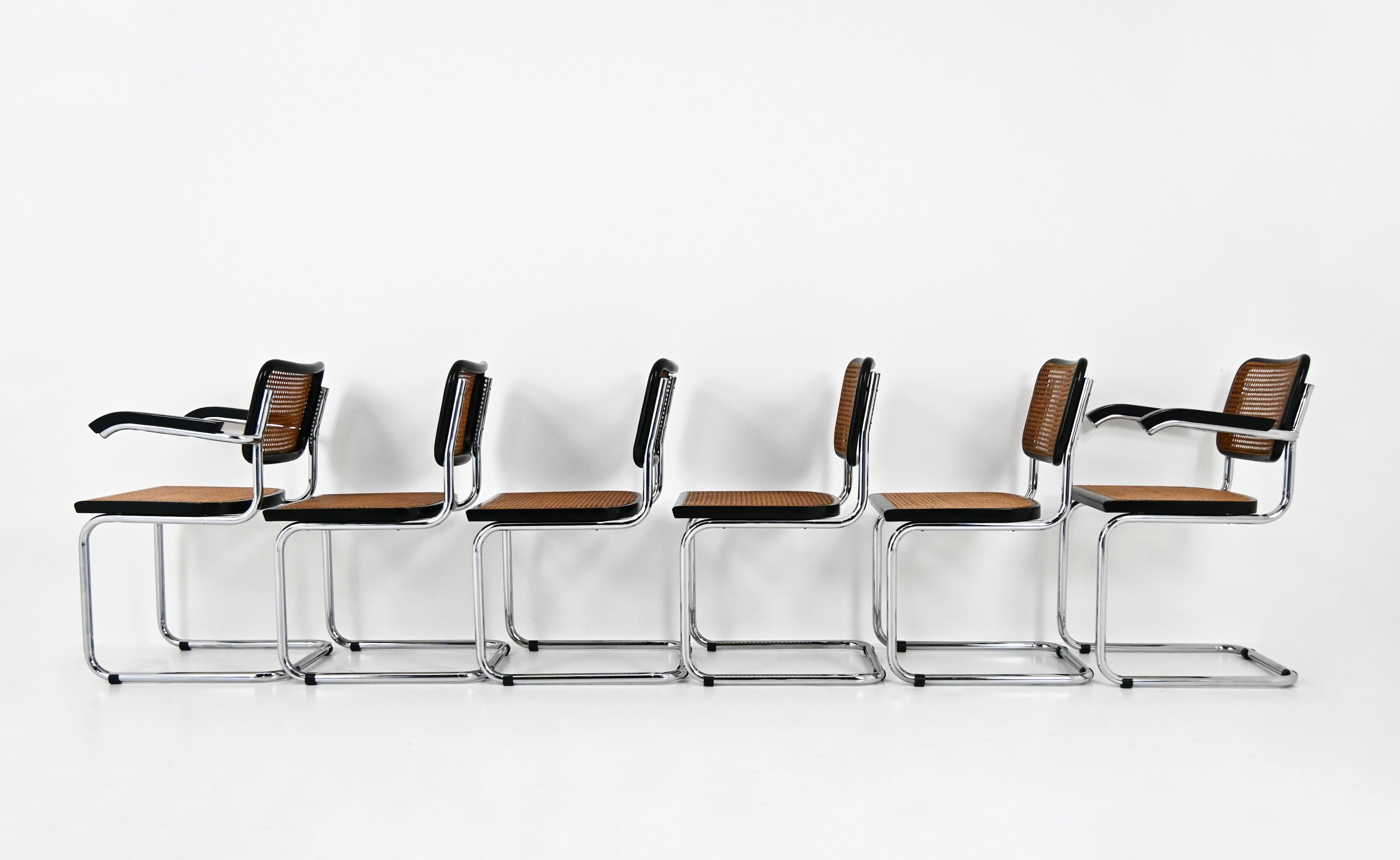 Metal Dining Chairs Style B32 by Marcel Breuer Set of 6 For Sale