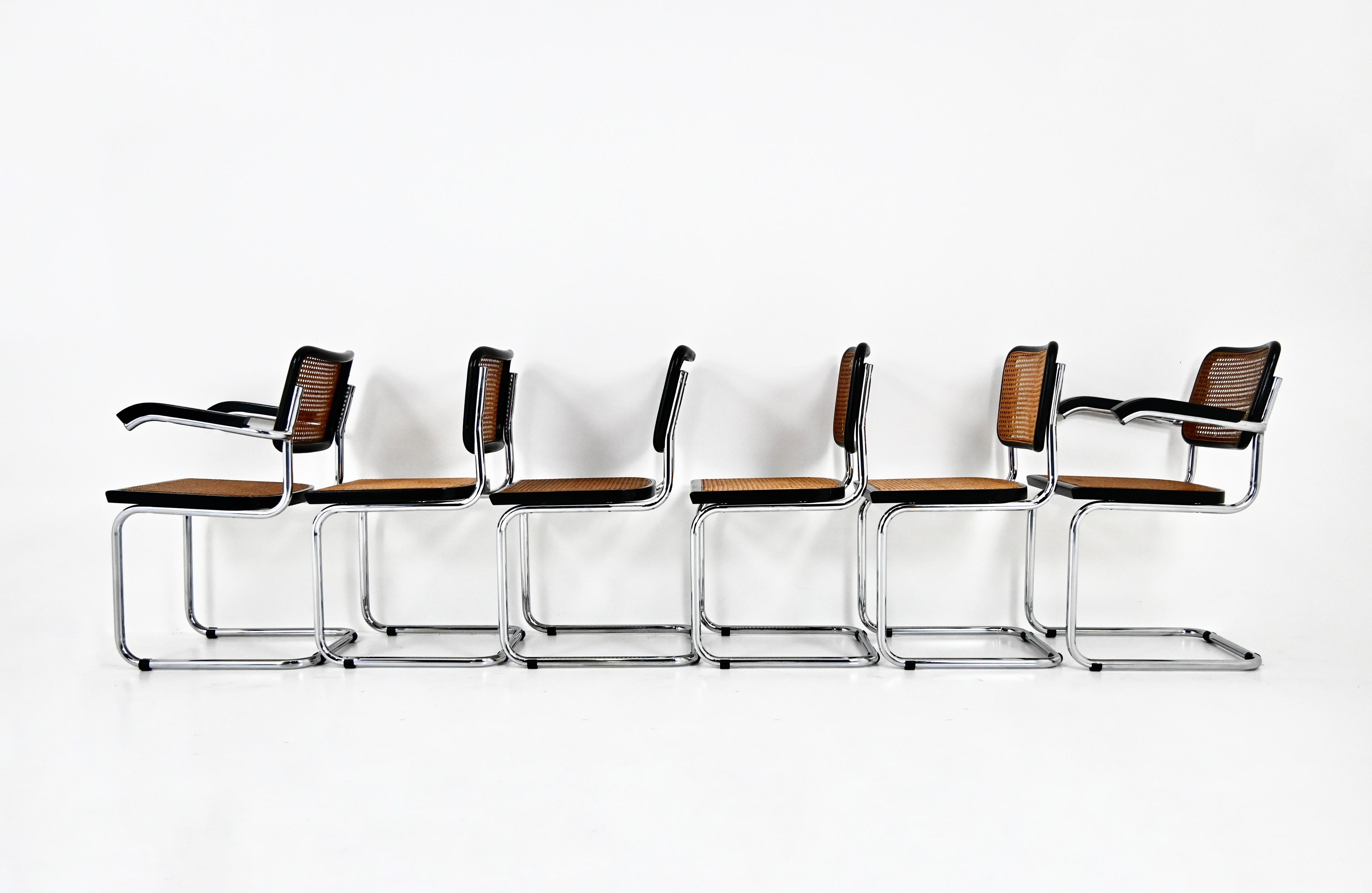 Metallo Sedie da pranzo stile B32 di Marcel Breuer, set di 6 pezzi in vendita