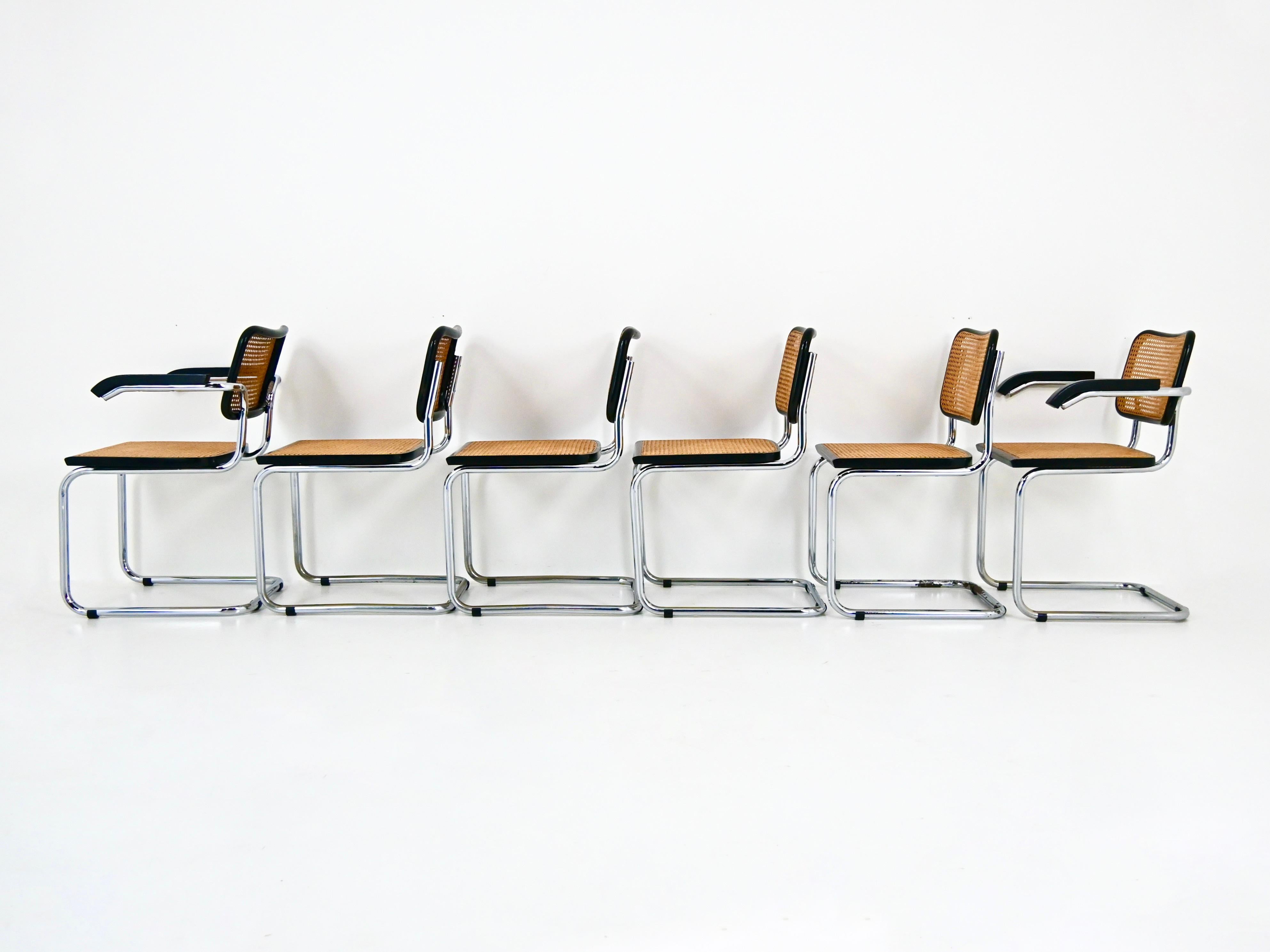 Metal Dining Chairs Style B32 by Marcel Breuer Set of 6 For Sale
