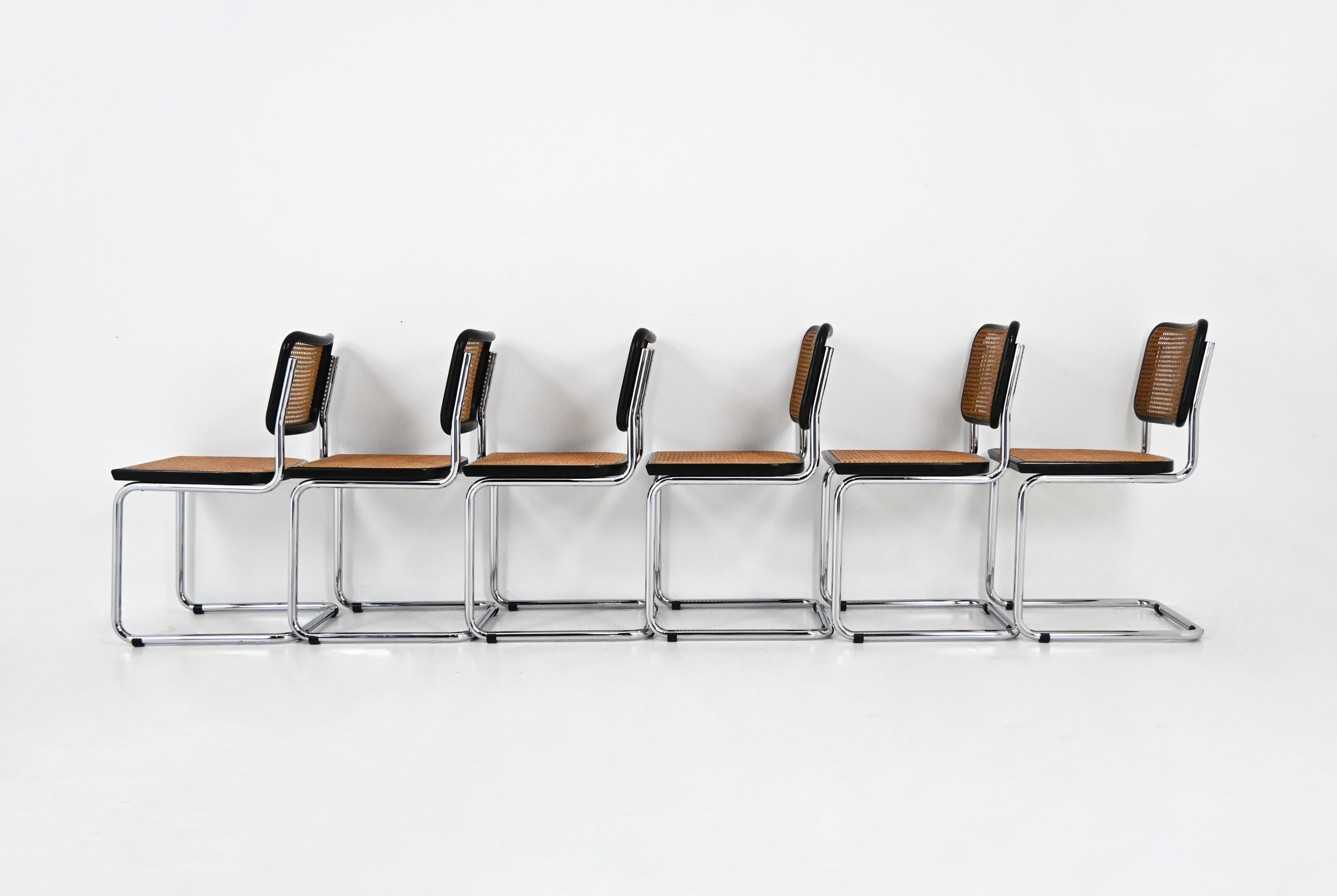 Metal Dining Chairs Style B32 by Marcel Breuer, set of 6 For Sale