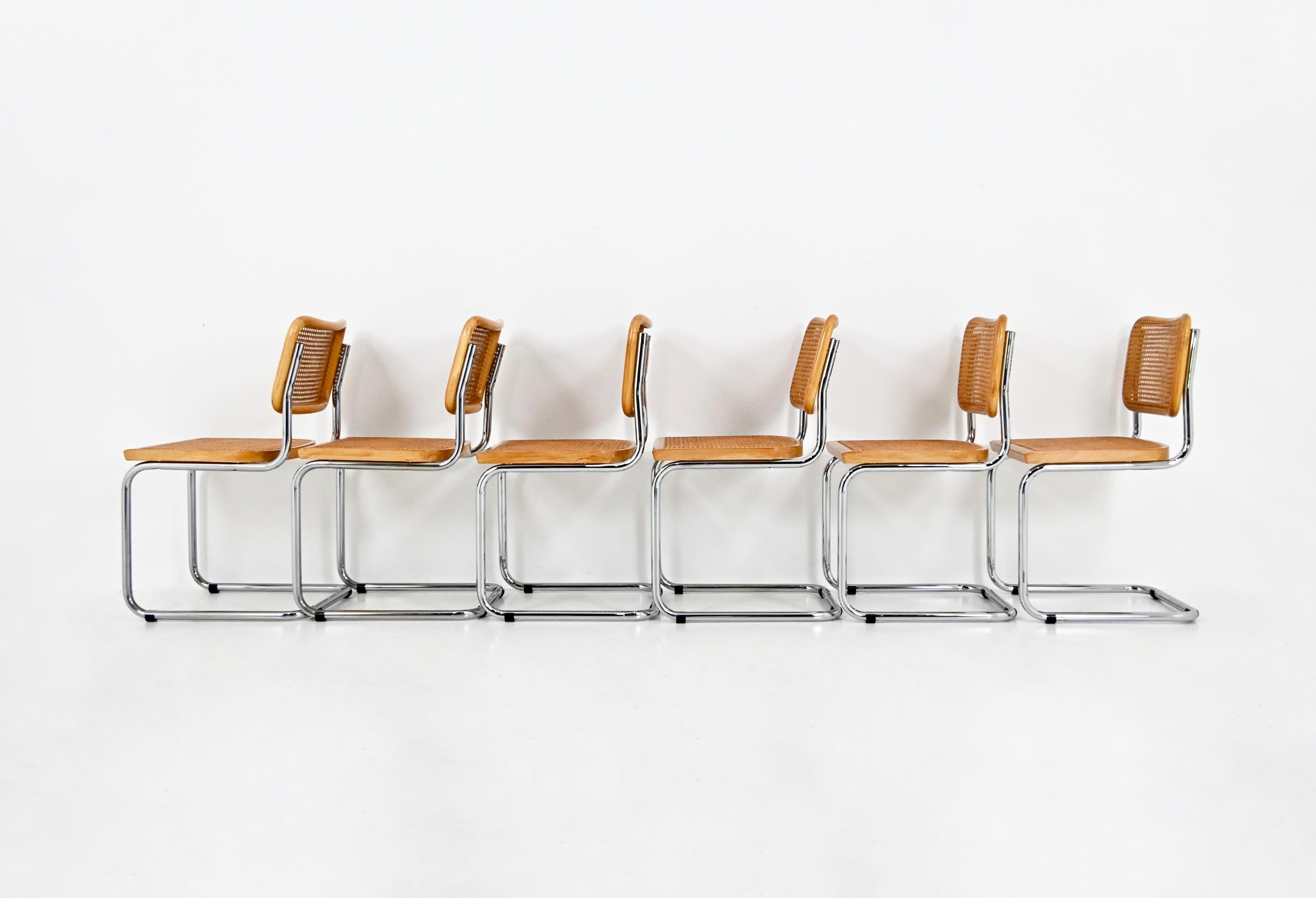 Metal Dining Chairs Style B32 by Marcel Breuer, Set of 6 For Sale