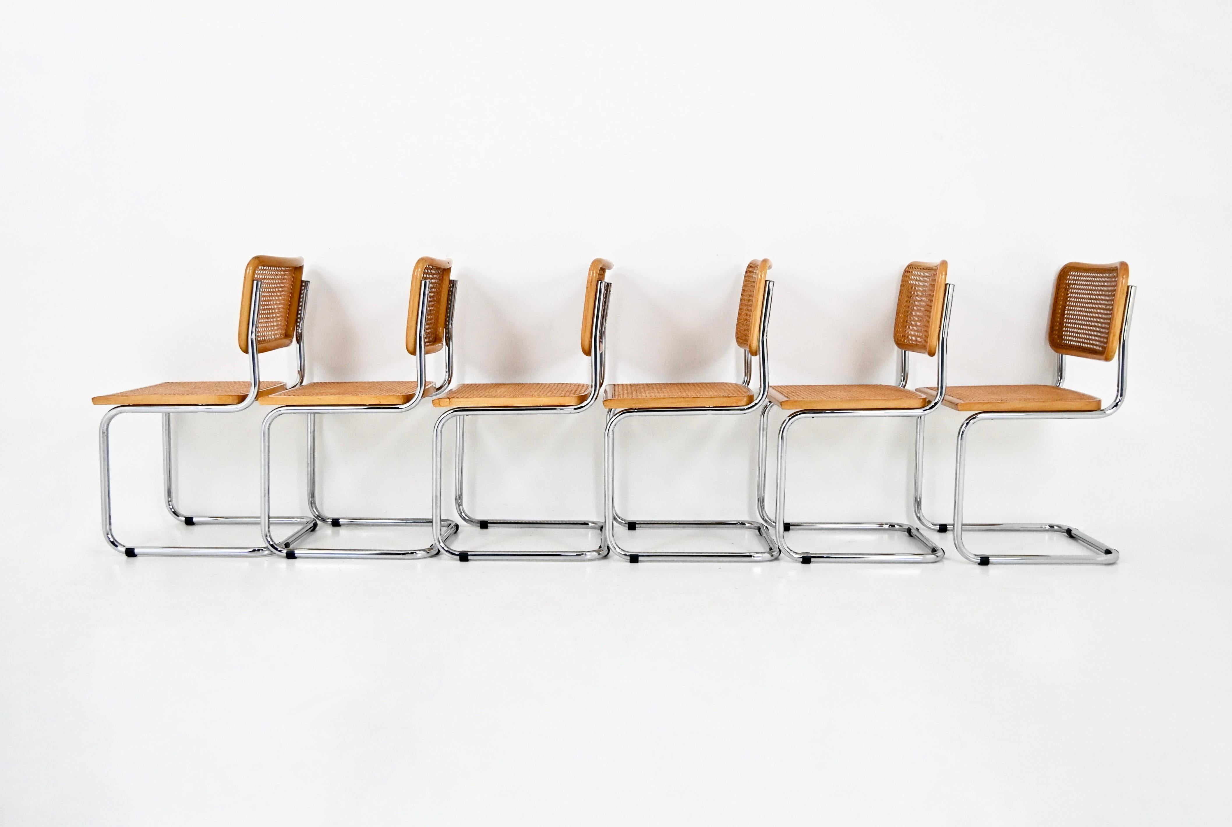 Métal Chaises de salle à manger style B32 par Marcel Breuer, lot de 6