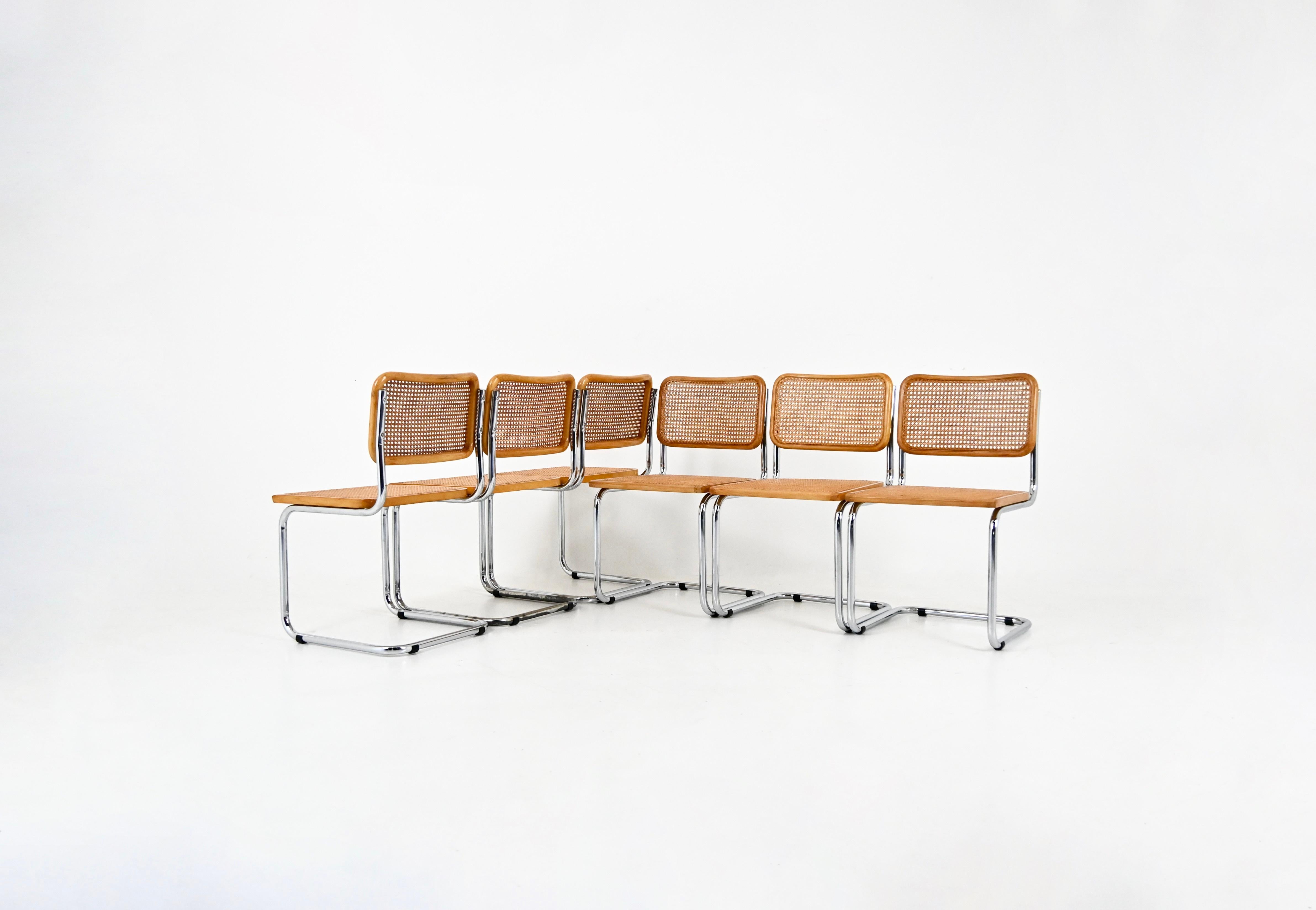 Sillas de comedor Estilo B32 de Marcel Breuer, Lote de 6 Metal en venta