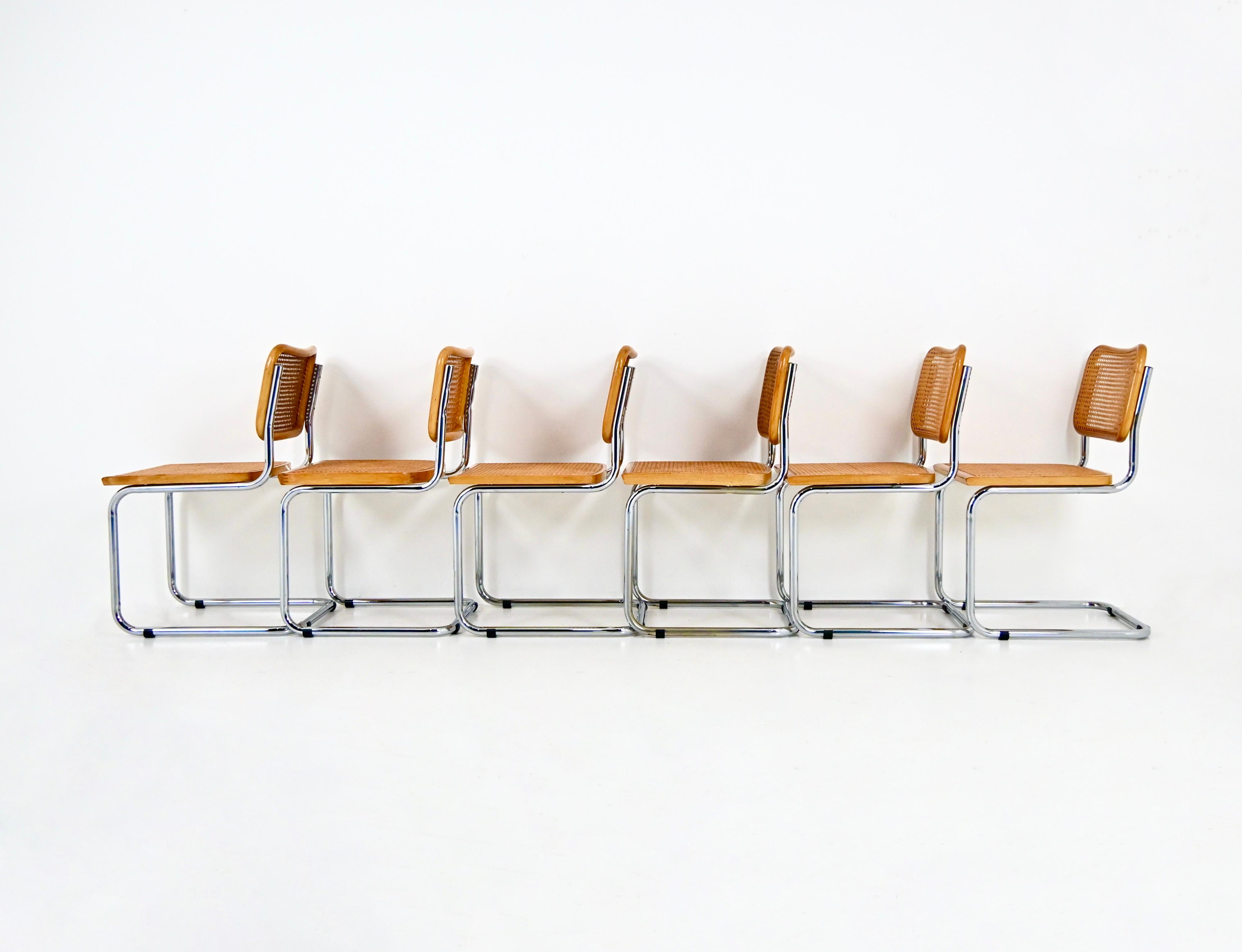Métal Chaises de salle à manger style B32 par Marcel Breuer, lot de 6 en vente