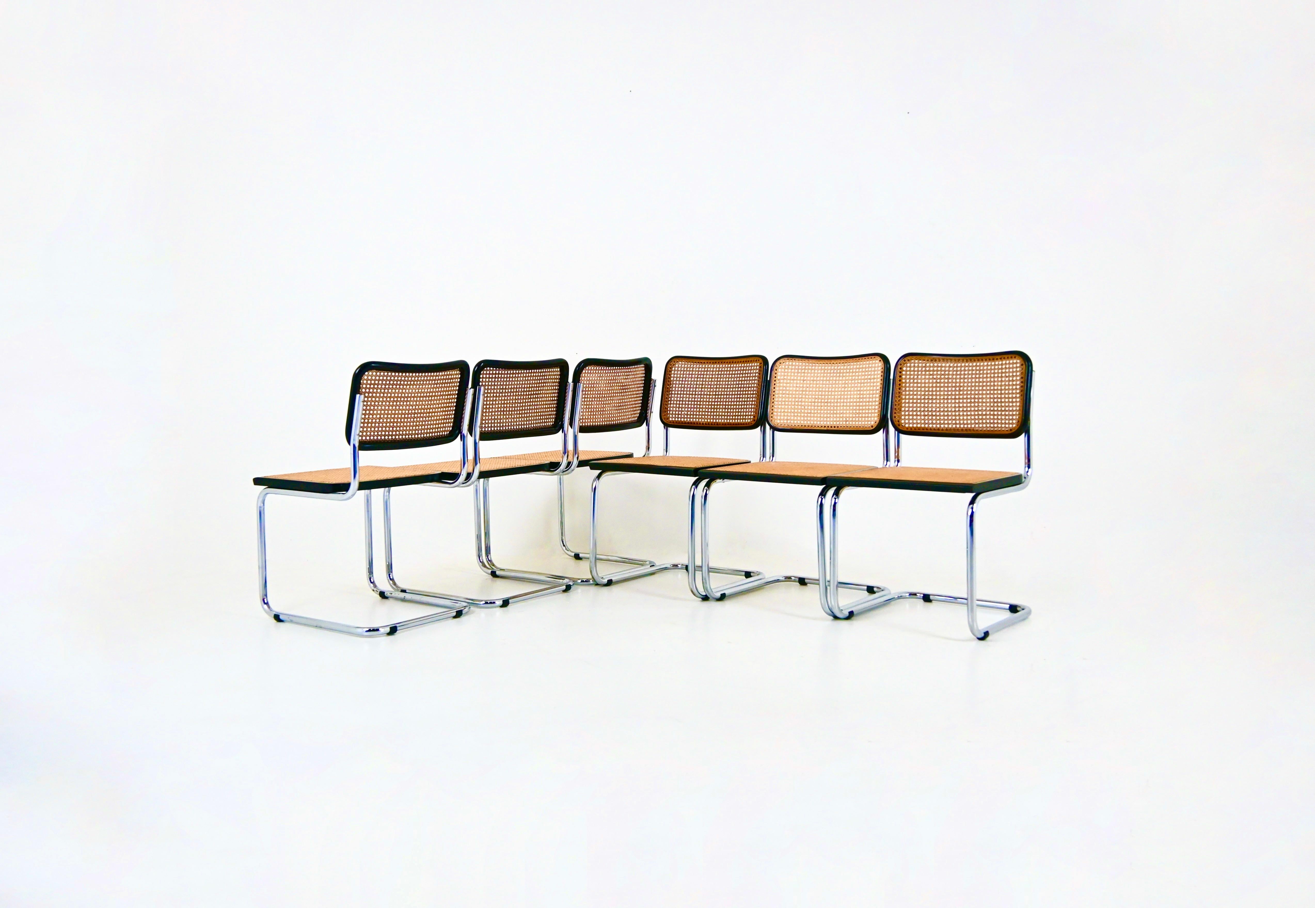 Metal Dining Chairs Style B32 by Marcel Breuer, Set of 6 For Sale