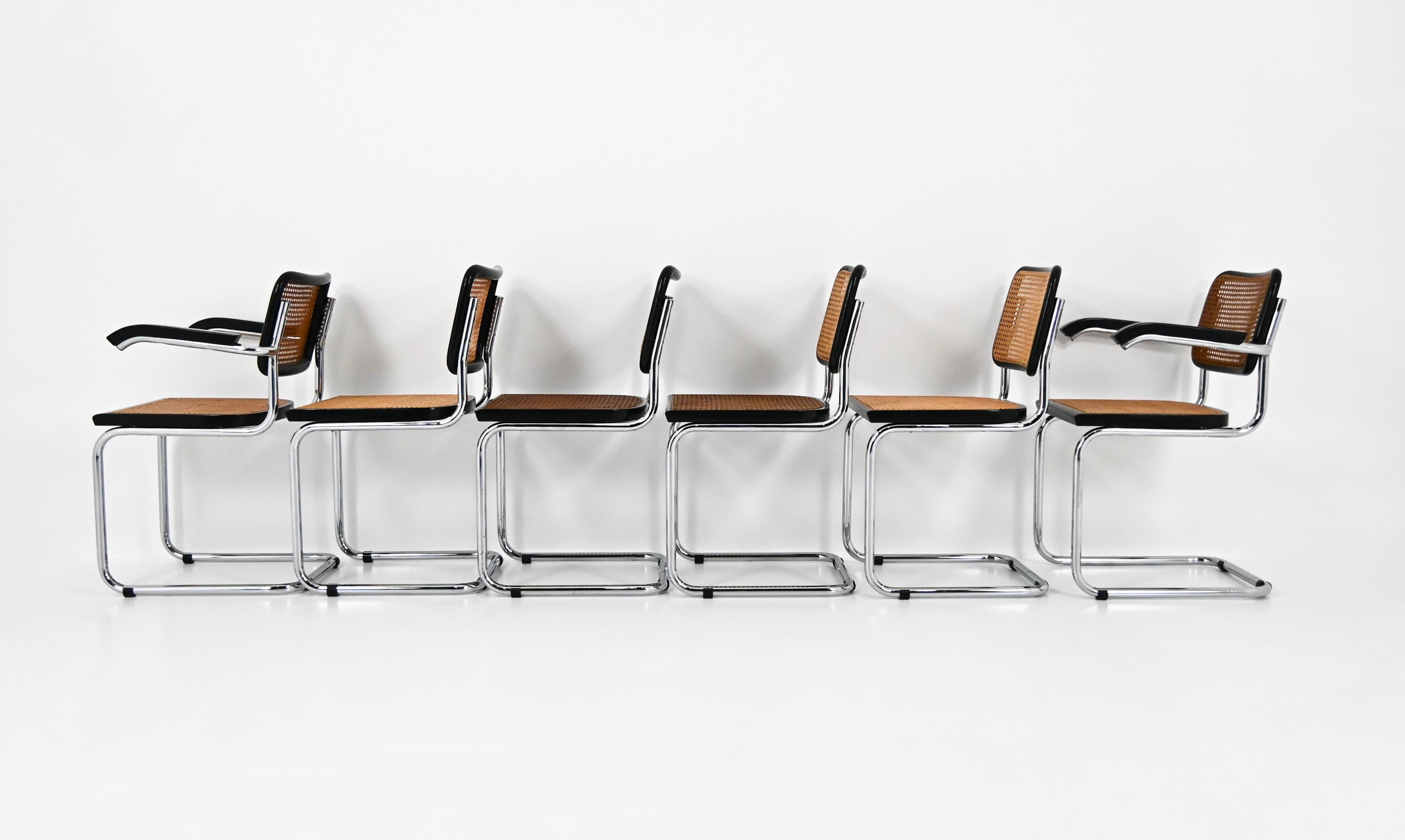 Metallo Sedie da pranzo stile B32 di Marcel Breuer, set di 6 pezzi in vendita