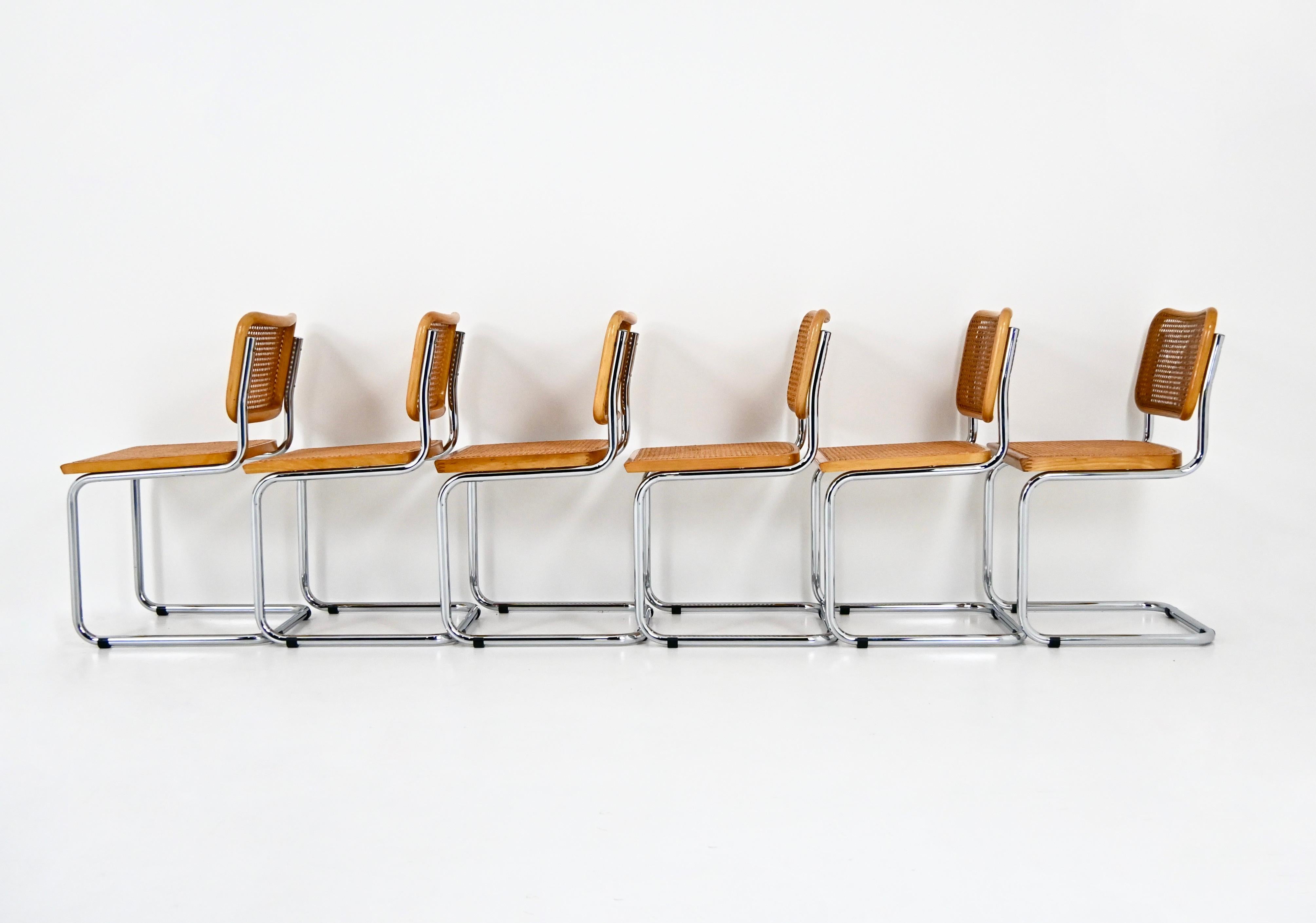 Metallo Sedie da pranzo stile B32 di Marcel Breuer, set di 6 pezzi in vendita
