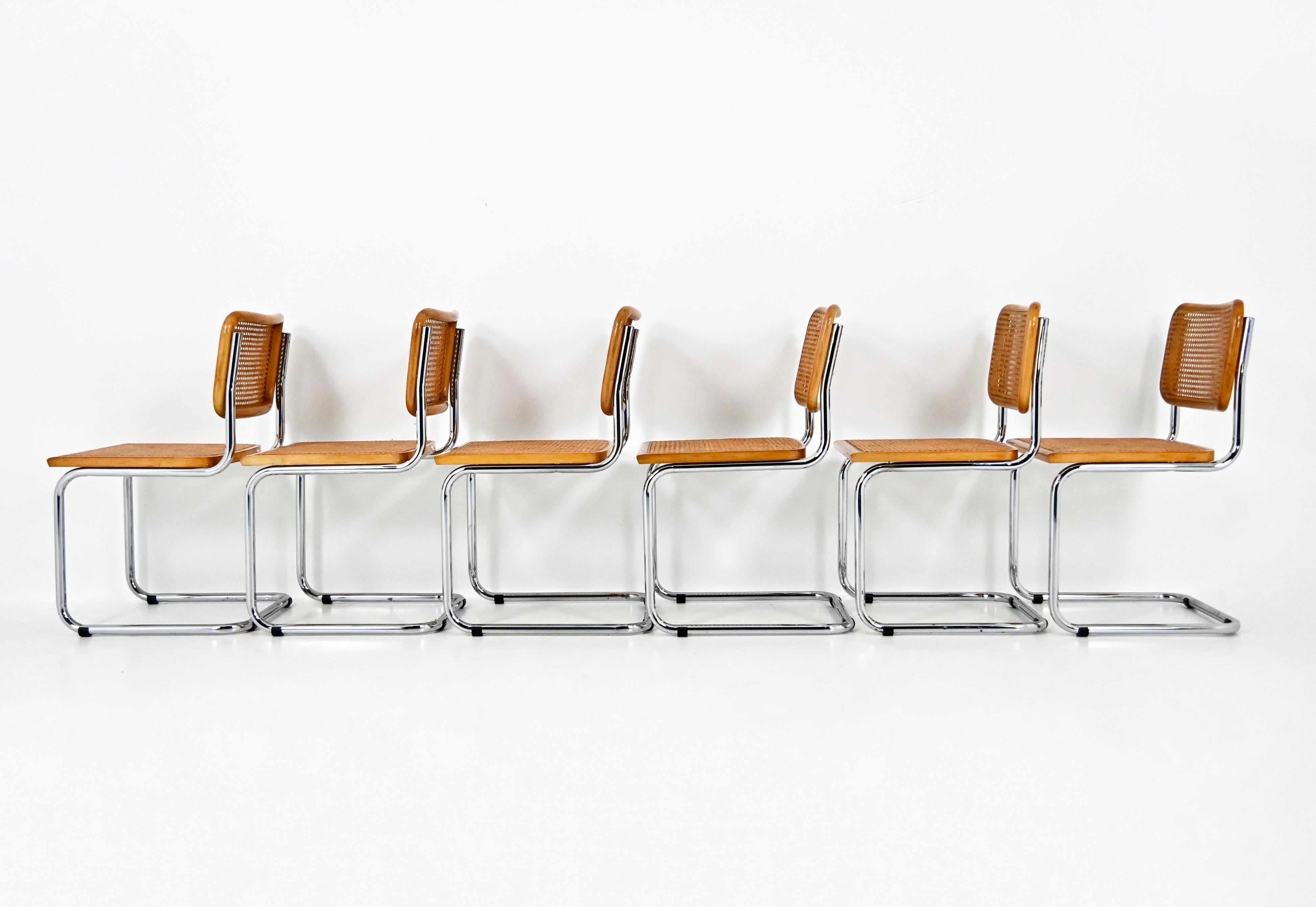 Metallo Sedie da pranzo stile B32 di Marcel Breuer, set di 6 pezzi in vendita