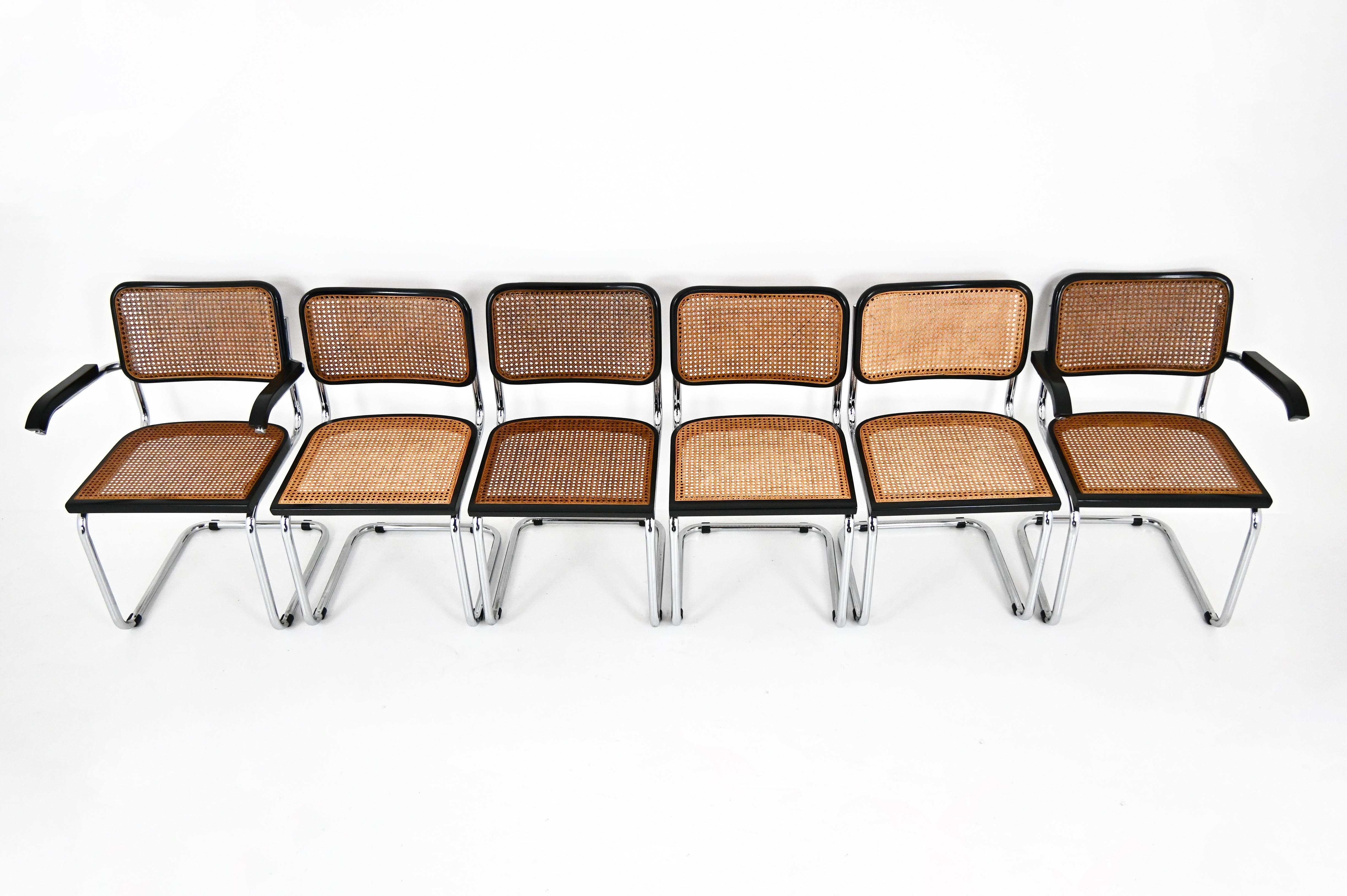 Sedie da pranzo stile B32 di Marcel Breuer, set di 6 pezzi in vendita 1