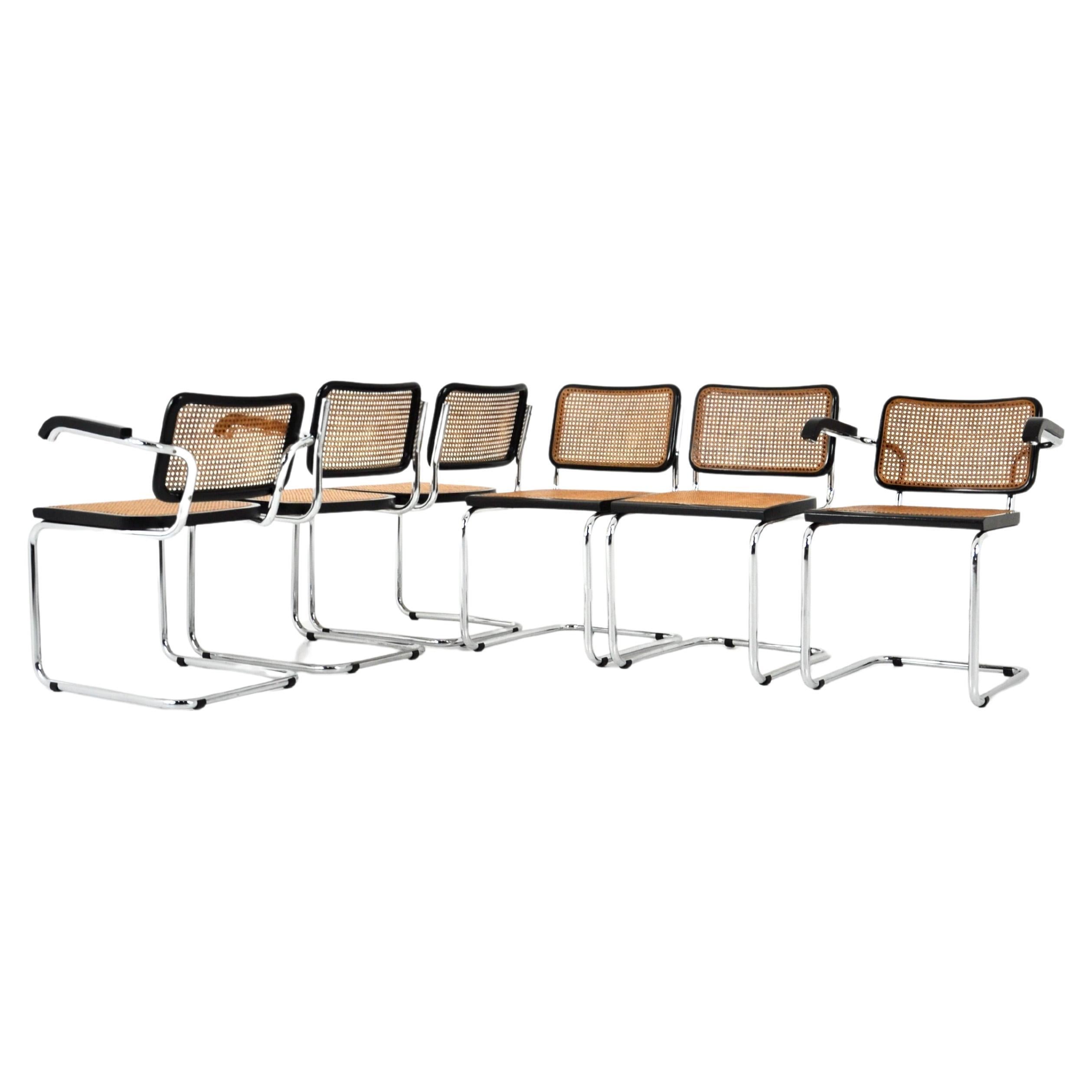 Chaises de salle à manger style B32 par Marcel Breuer, lot de 6 en vente