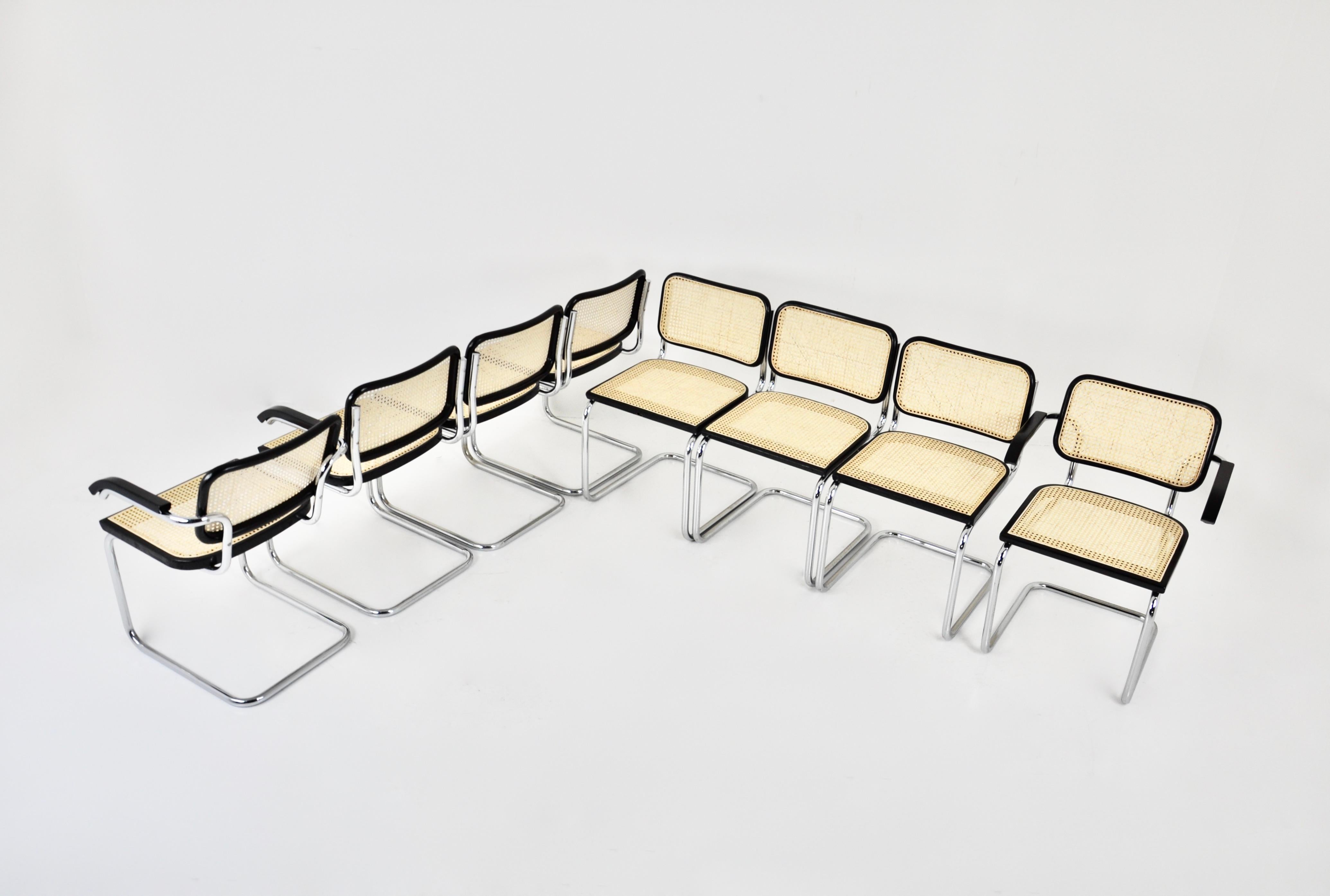 Italian Dining Chairs Style B32 by Marcel Breuer, Set of 8