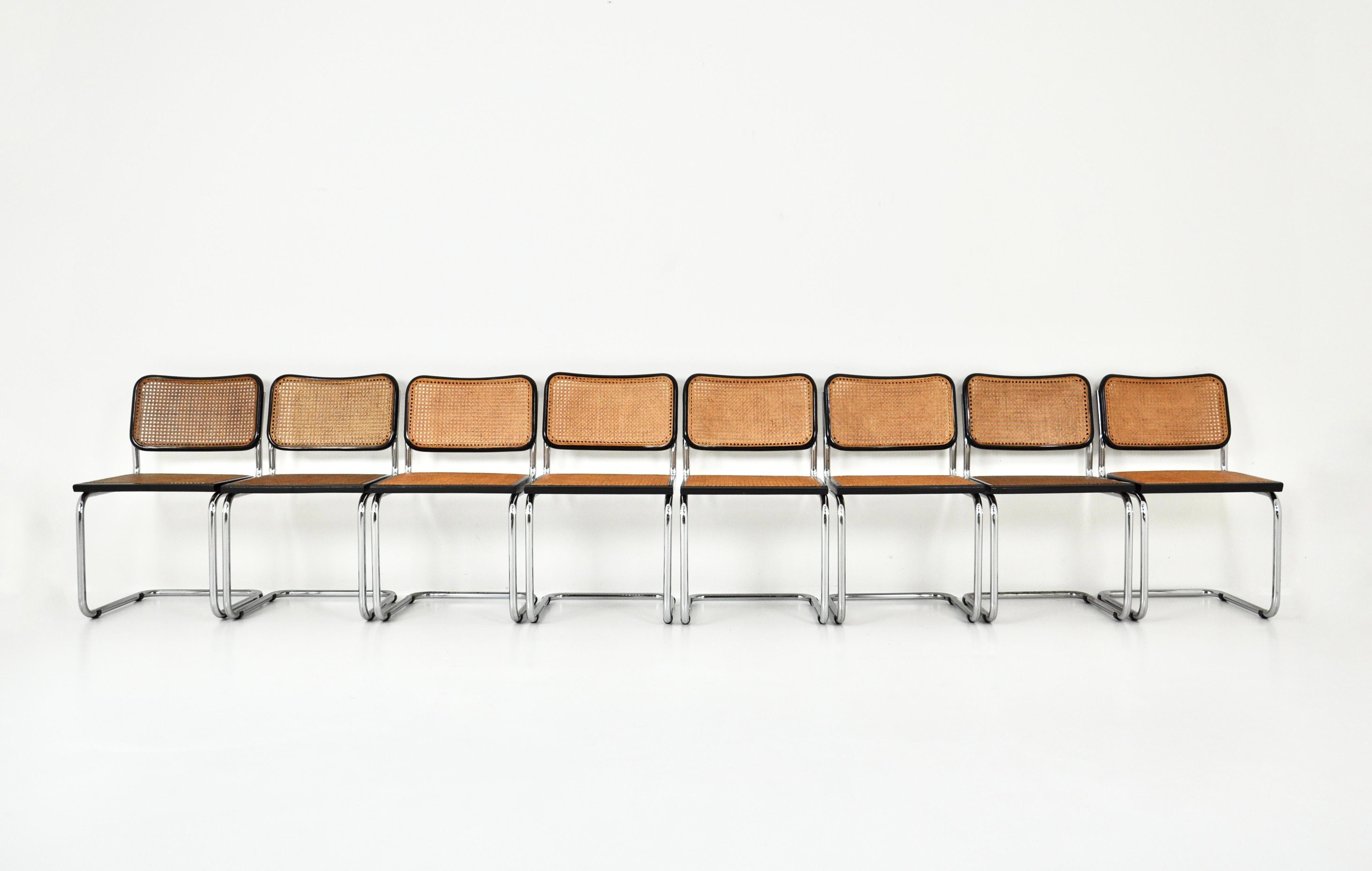 Dining Chairs Style B32 by Marcel Breuer Set of 8 In Good Condition For Sale In Lasne, BE