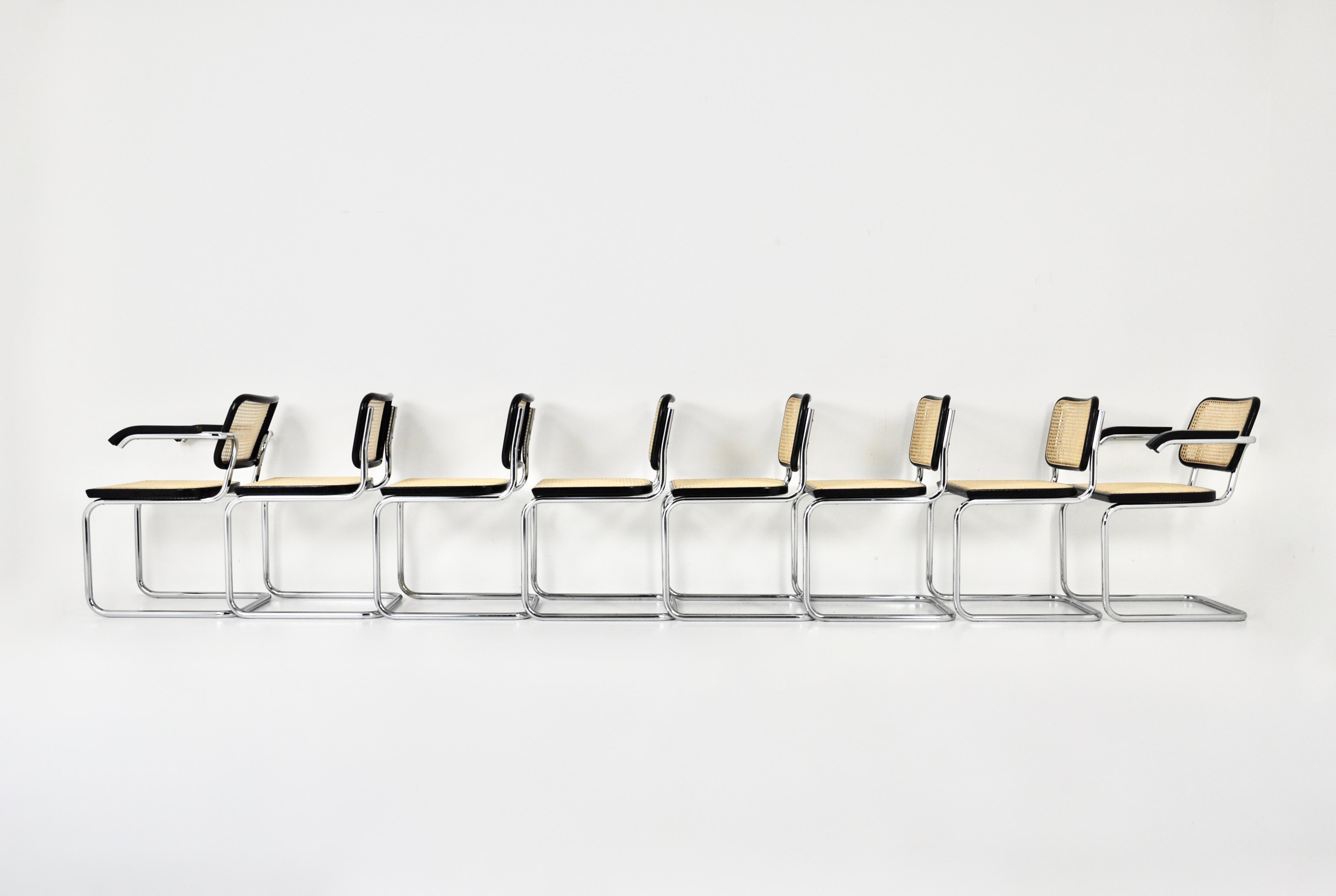 Late 20th Century Dining Chairs Style B32 by Marcel Breuer, Set of 8
