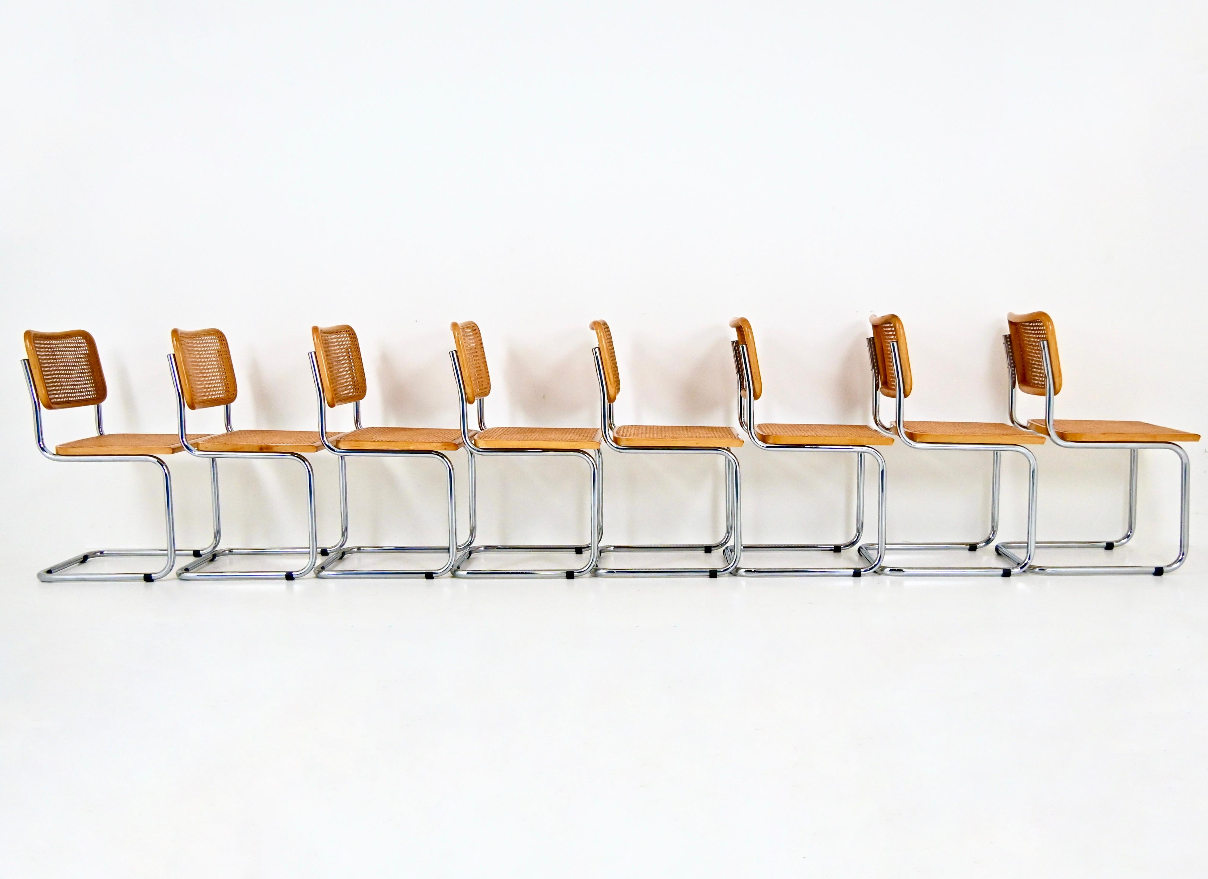 Fin du 20e siècle Chaises de salle à manger style B32 de Marcel Breuer, ensemble de 8 pièces en vente