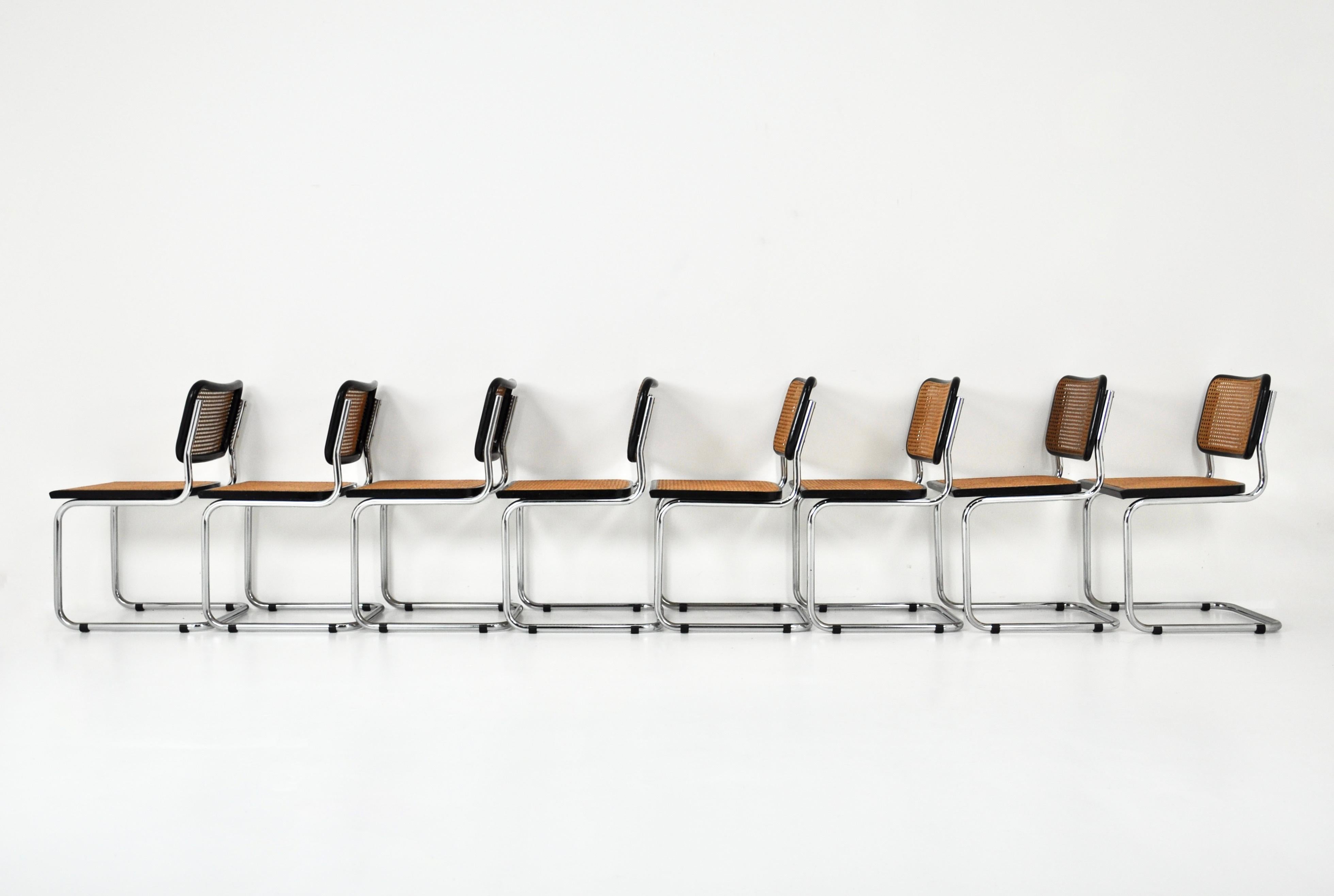 Metal Dining Chairs Style B32 by Marcel Breuer Set of 8