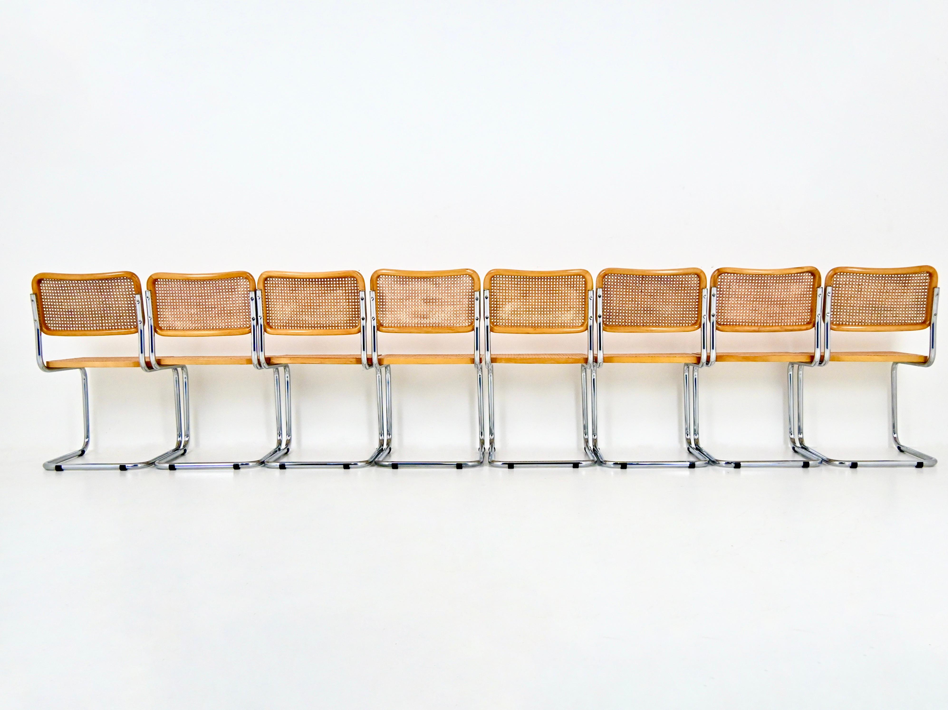 Métal Chaises de salle à manger style B32 de Marcel Breuer, ensemble de 8 pièces en vente