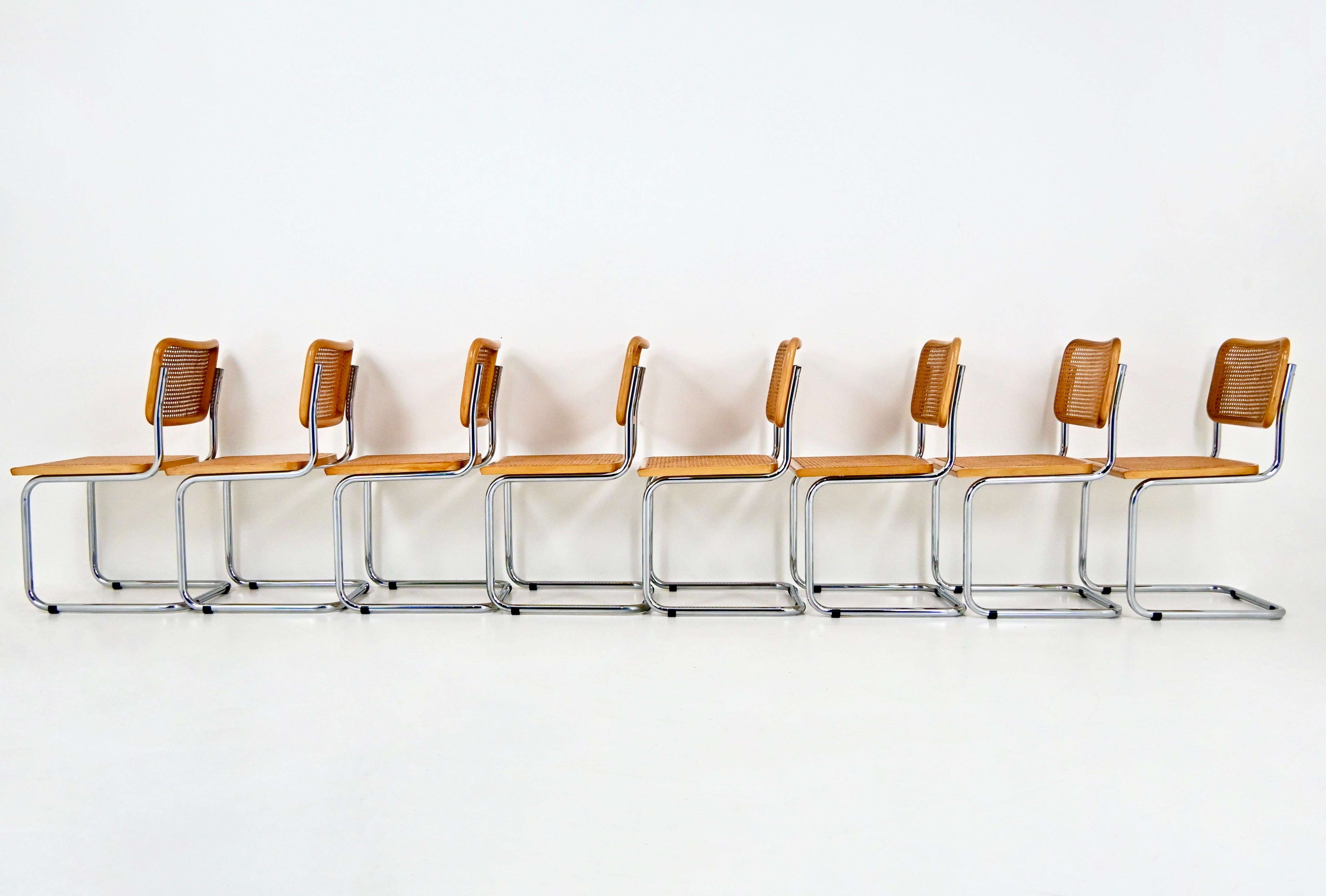 Chaises de salle à manger style B32 de Marcel Breuer, ensemble de 8 pièces en vente 1