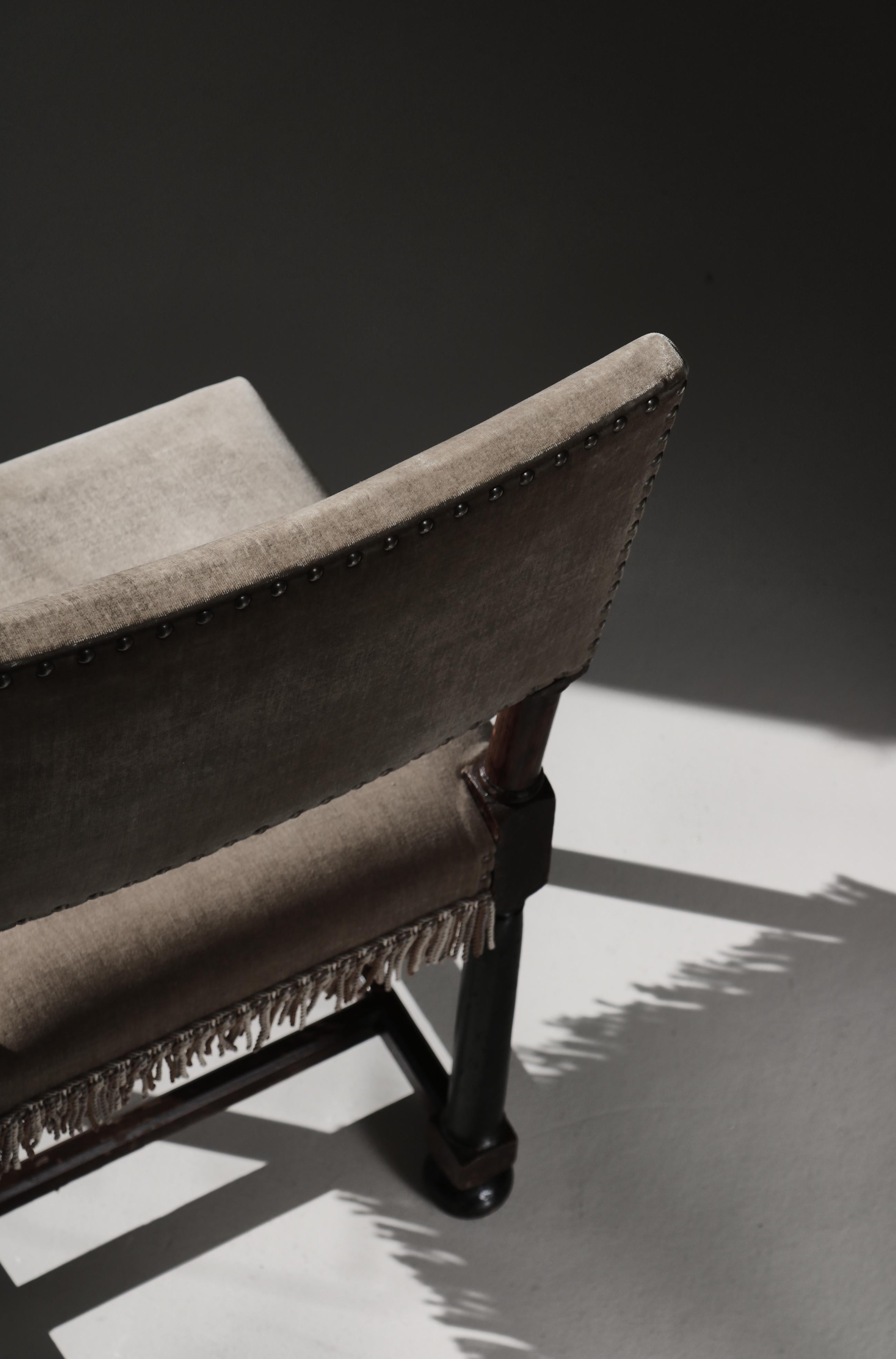 Dining Chairs Swedish Grace Oak & Beige Velvet , Axel-Einar Hjorth Style, 1920s 14