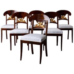 Dining Chairs Swedish Set of 6 Empire Mahogany Gilded Sweden