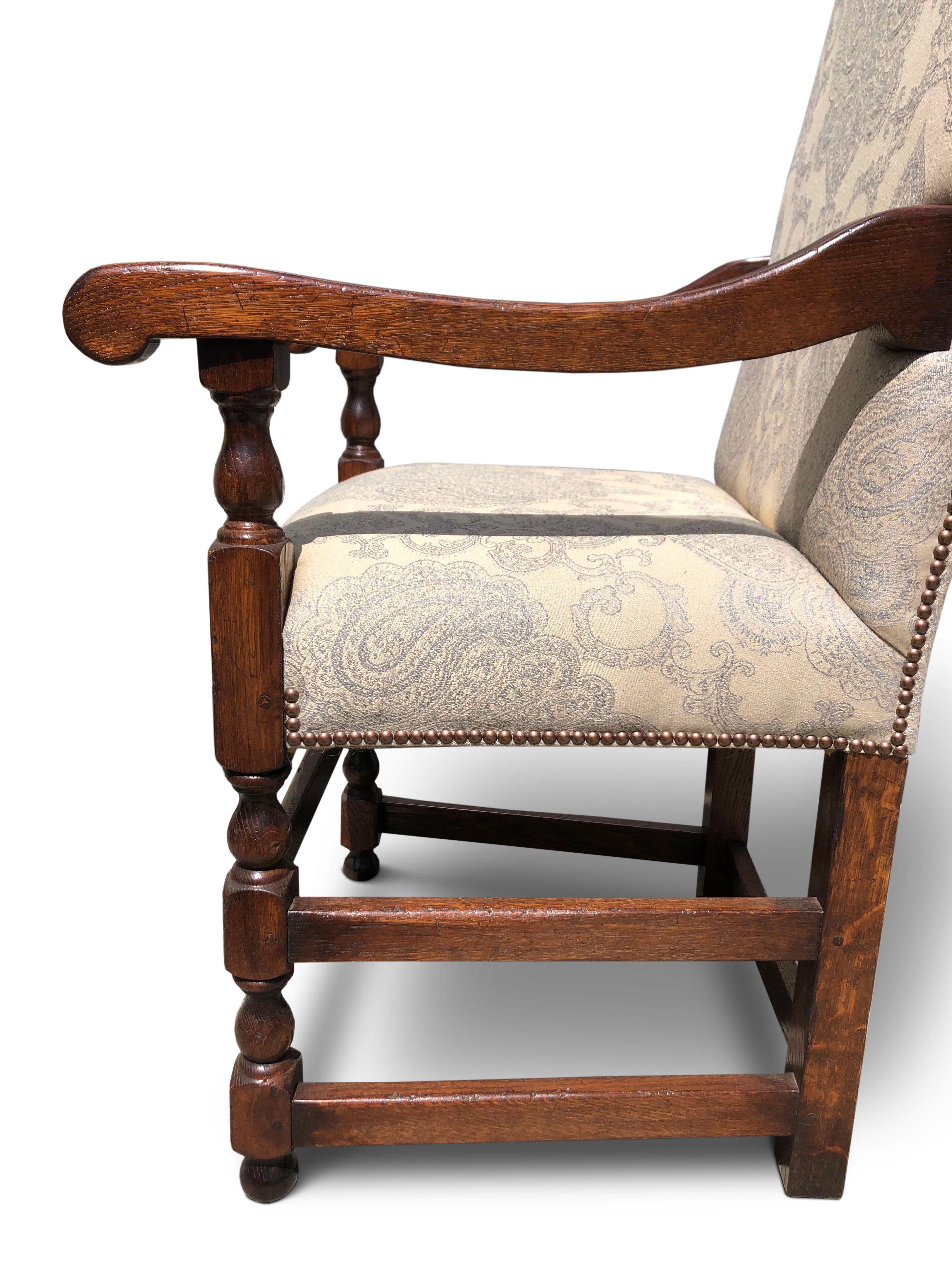 Carved Dining Chairs, Upholstered in Damask Fabric, '10' For Sale